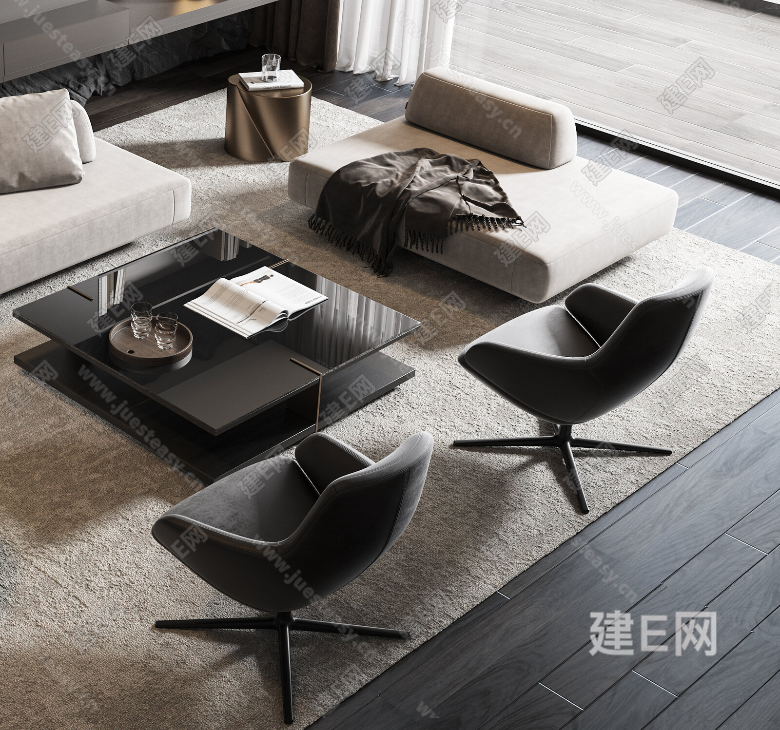 【Minotti 现代沙发茶几组合3d模型】建e网_Minotti 现代沙发茶几组合3d模型下载[ID:102650140]_打造 ...