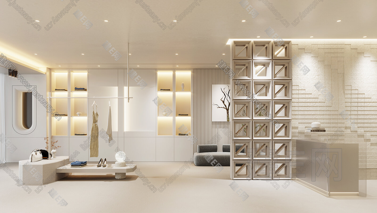 现代服装店3d模型下载