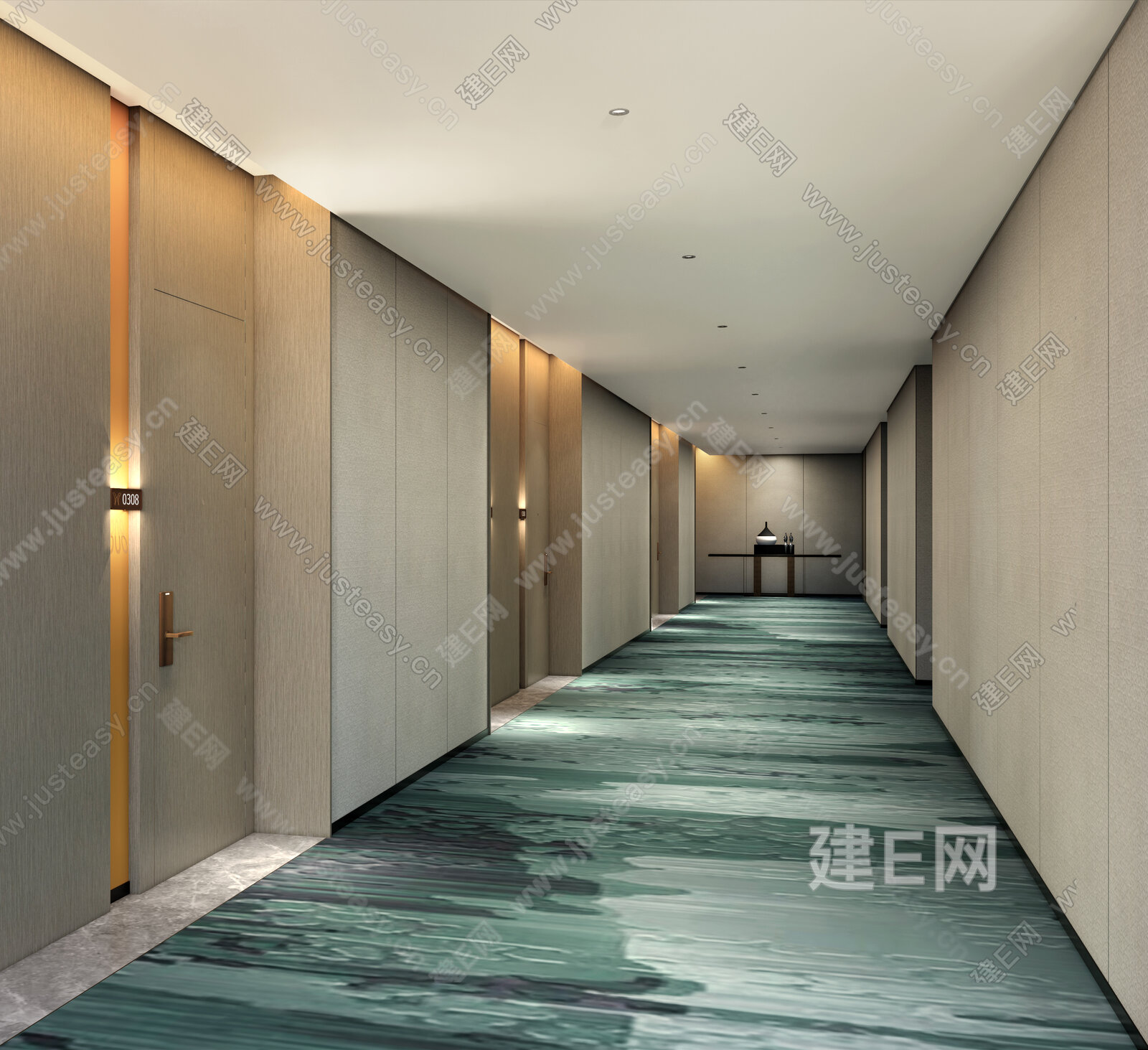 现代客房过道模型SU模型下载[ID:111691528]_建e网su模型