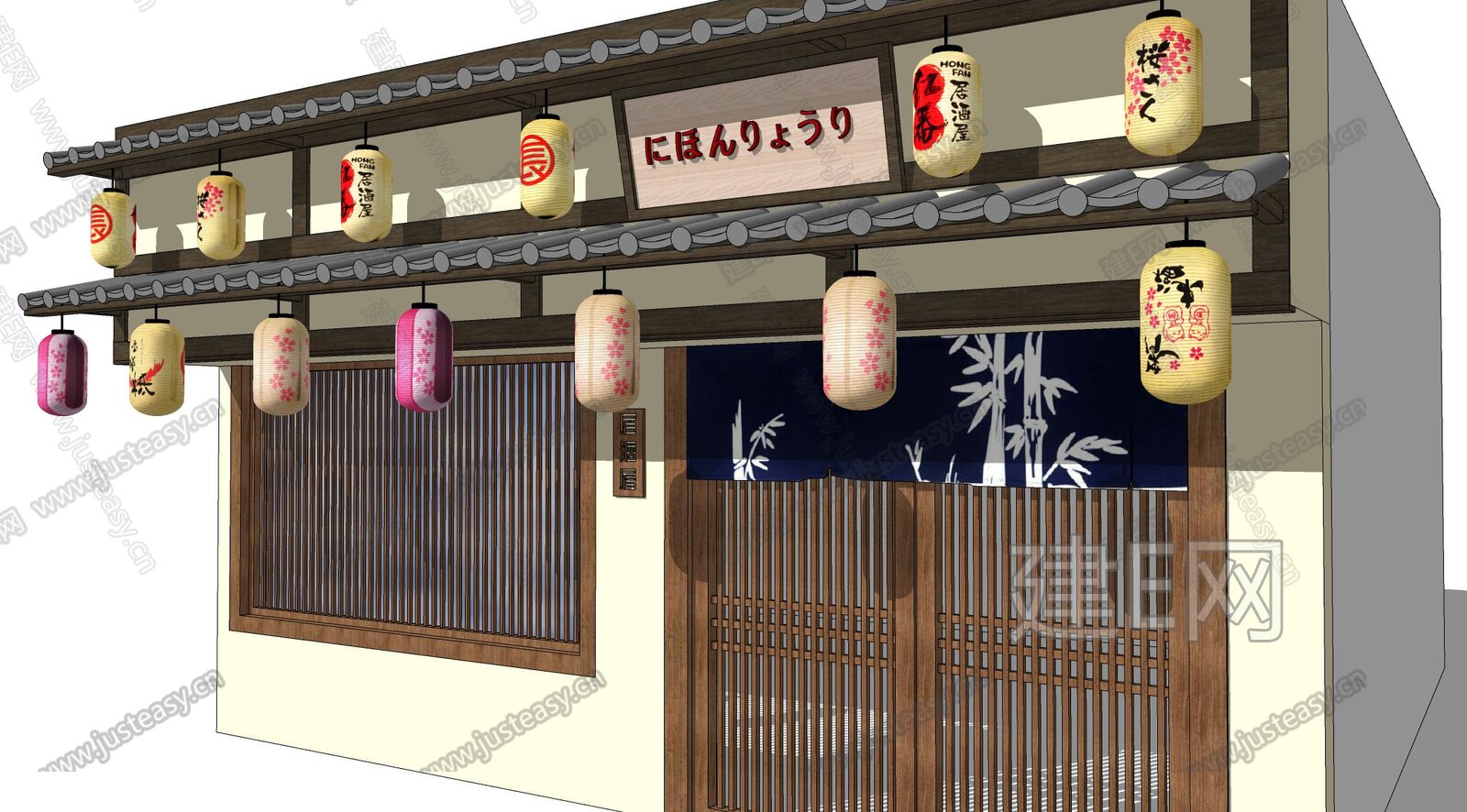 日式门头门面模型SU模型下载[ID:111691589]_建e网su模型