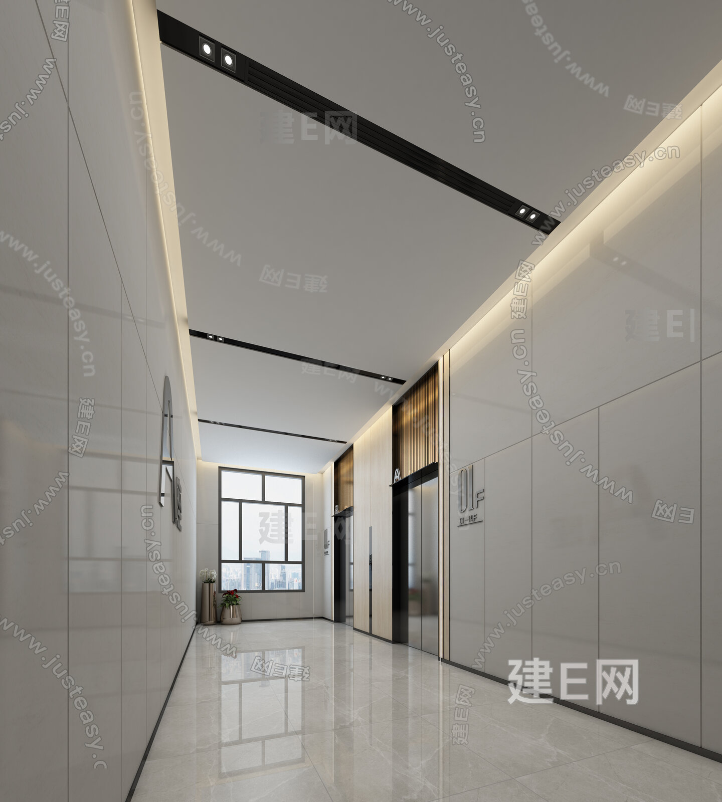 现代电梯间3d模型下载
