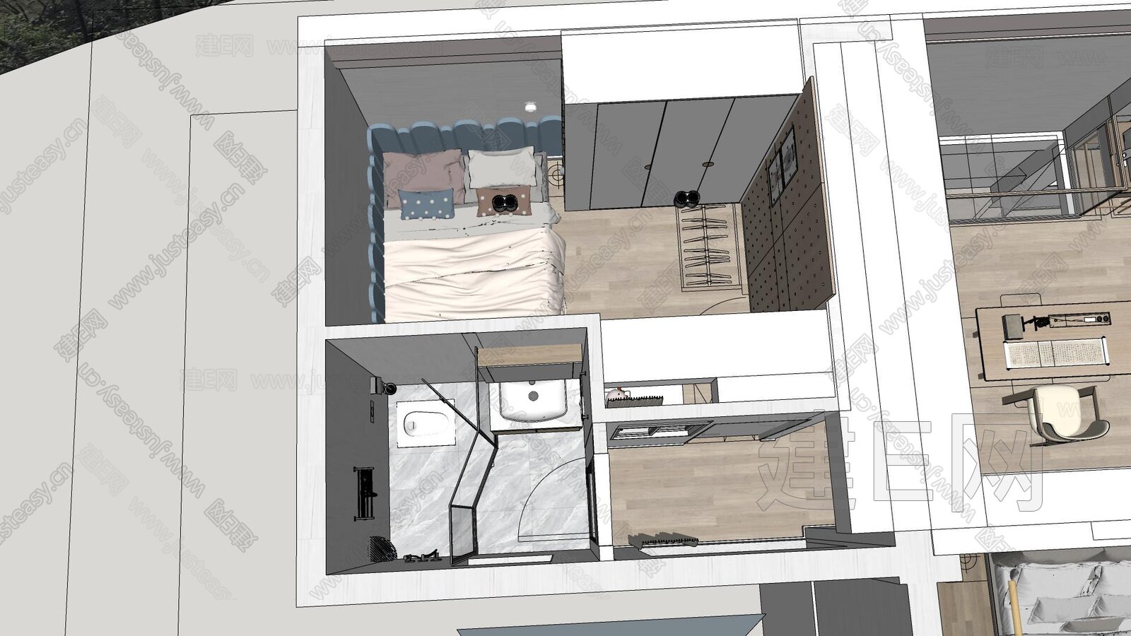 现代整体家装模型su模型下载 Id112215814 建e网su模型 