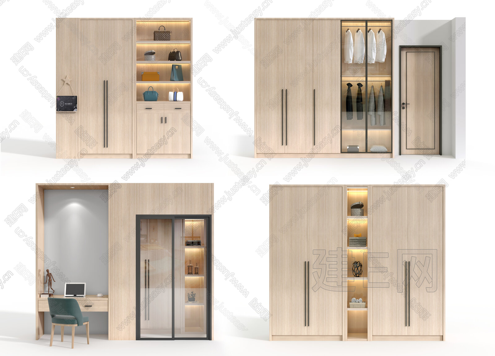 现代衣柜3d模型下载
