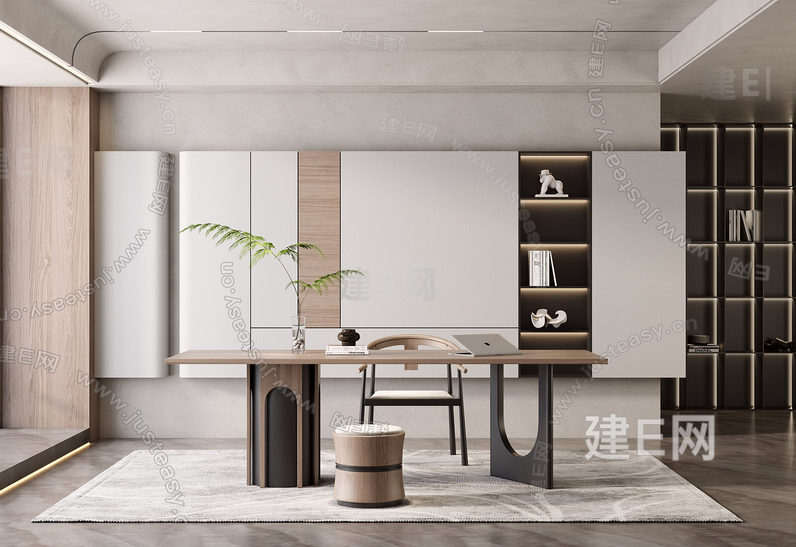 【现代书房3d模型】建E网_现代书房3d模型下载[ID:113398121]_打造3d现代书房模型免费下载平台