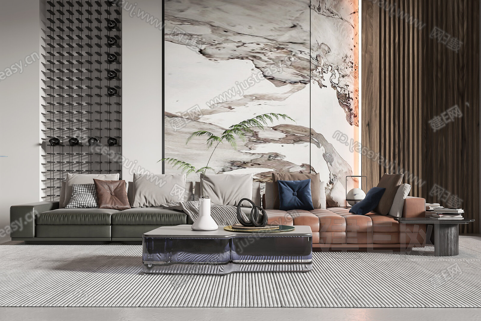 Minotti 米洛提 现代沙发茶几组合模型SU模型下载[ID:103171699]_建E室内设计网