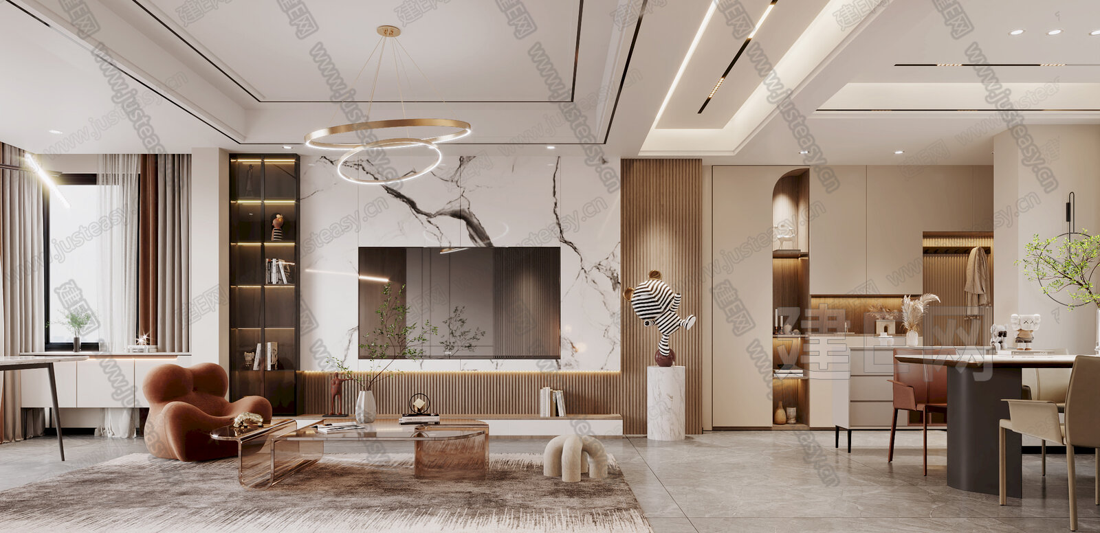 现代客餐厅3d模型下载