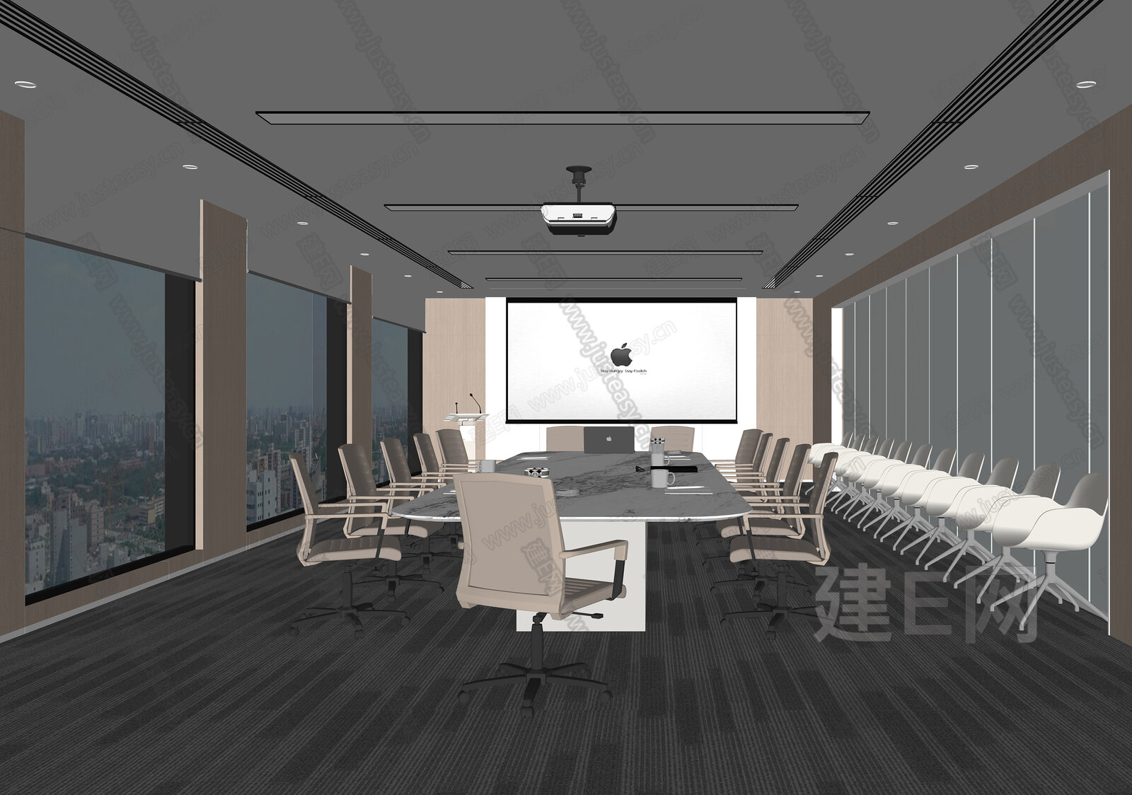 现代会议室模型SU模型下载[ID:105334504]_建e网su模型