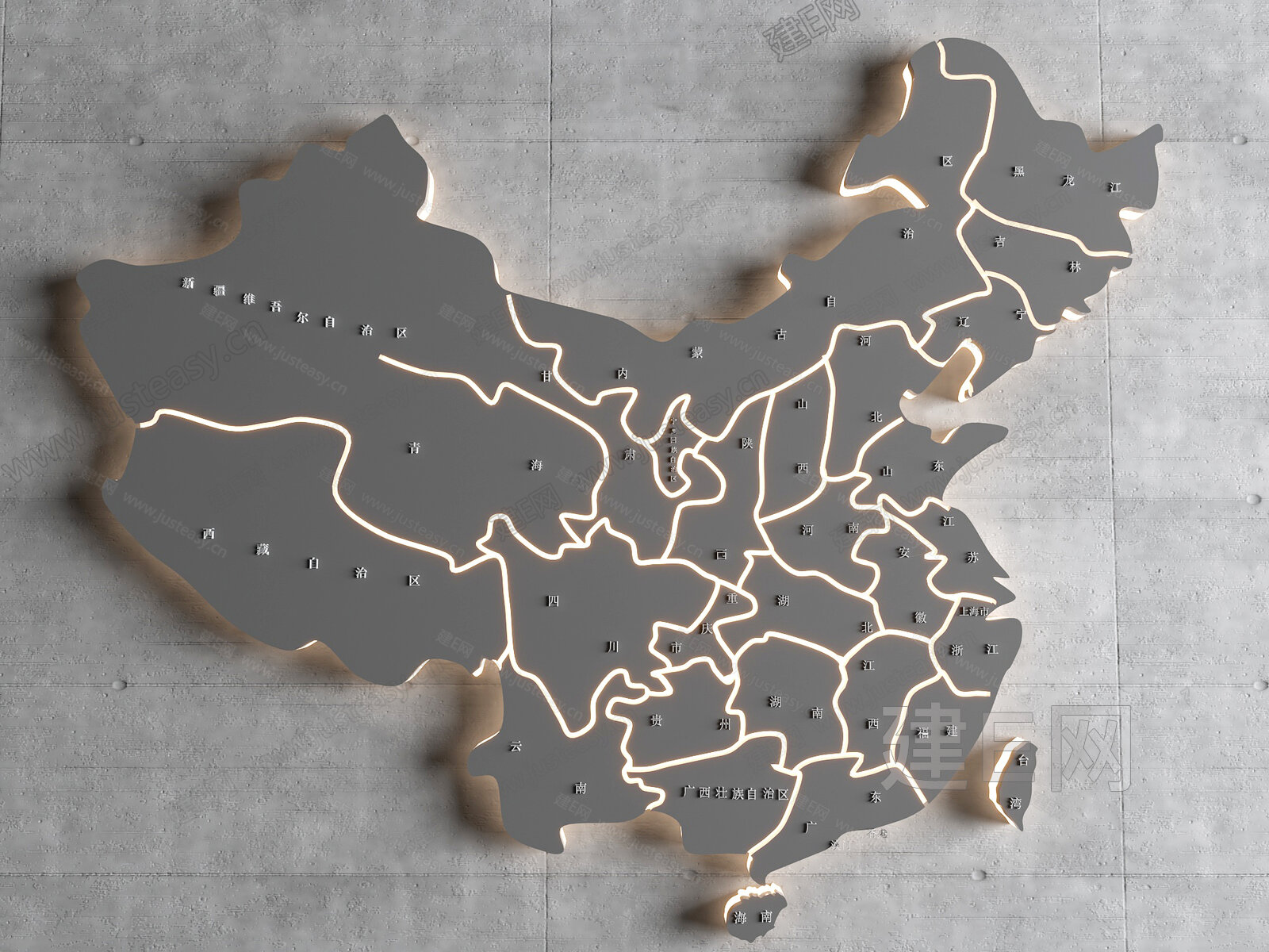 现代中国地图拼图挂件3d模型下载_ID10074260_3dmax免费模型-欧模网