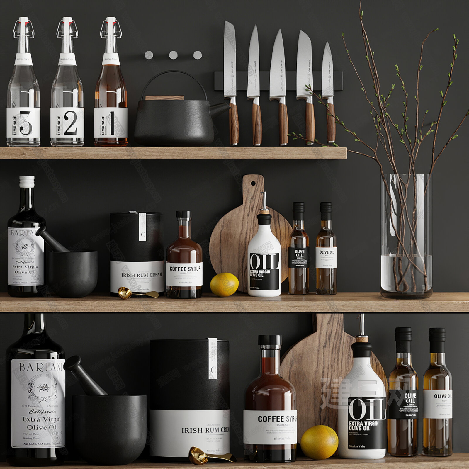 现代厨房摆件3d模型下载