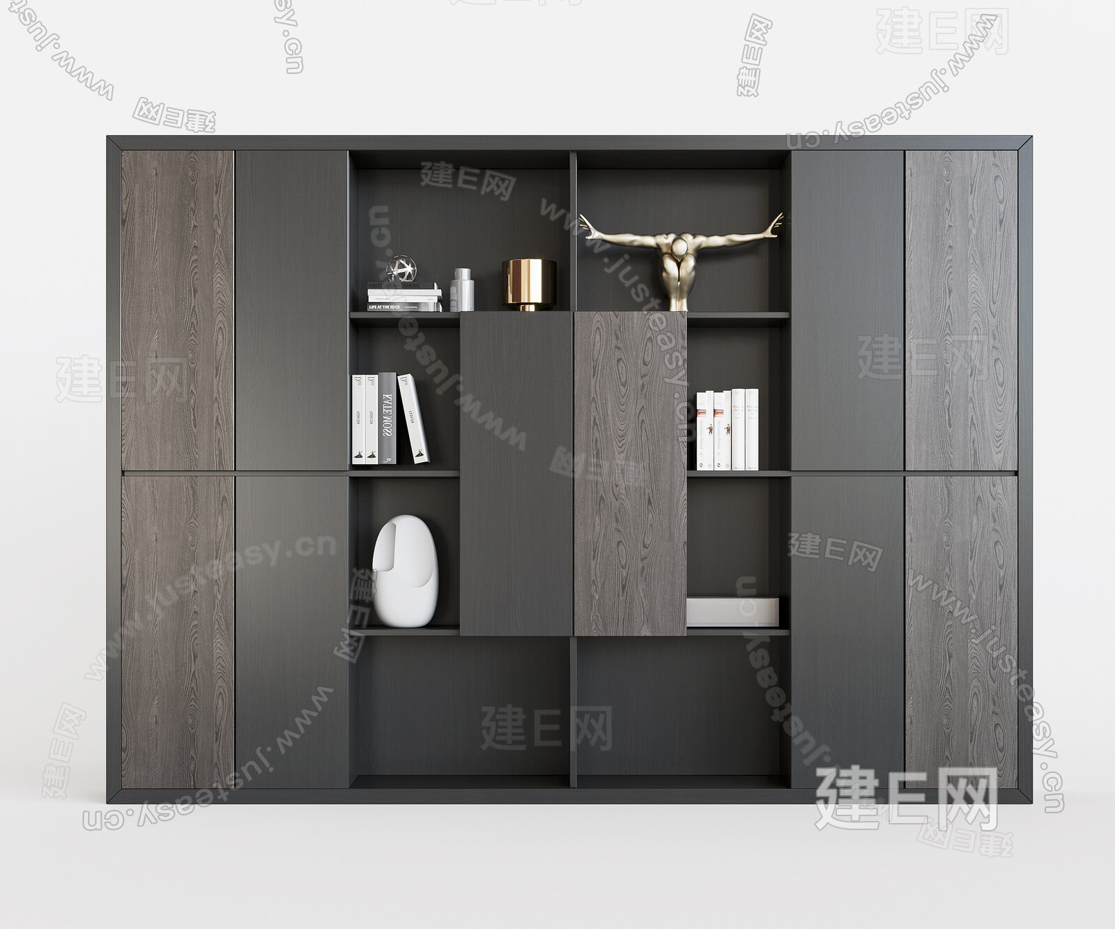 现代书柜模型SU模型下载[ID:102254230]_建e网su模型