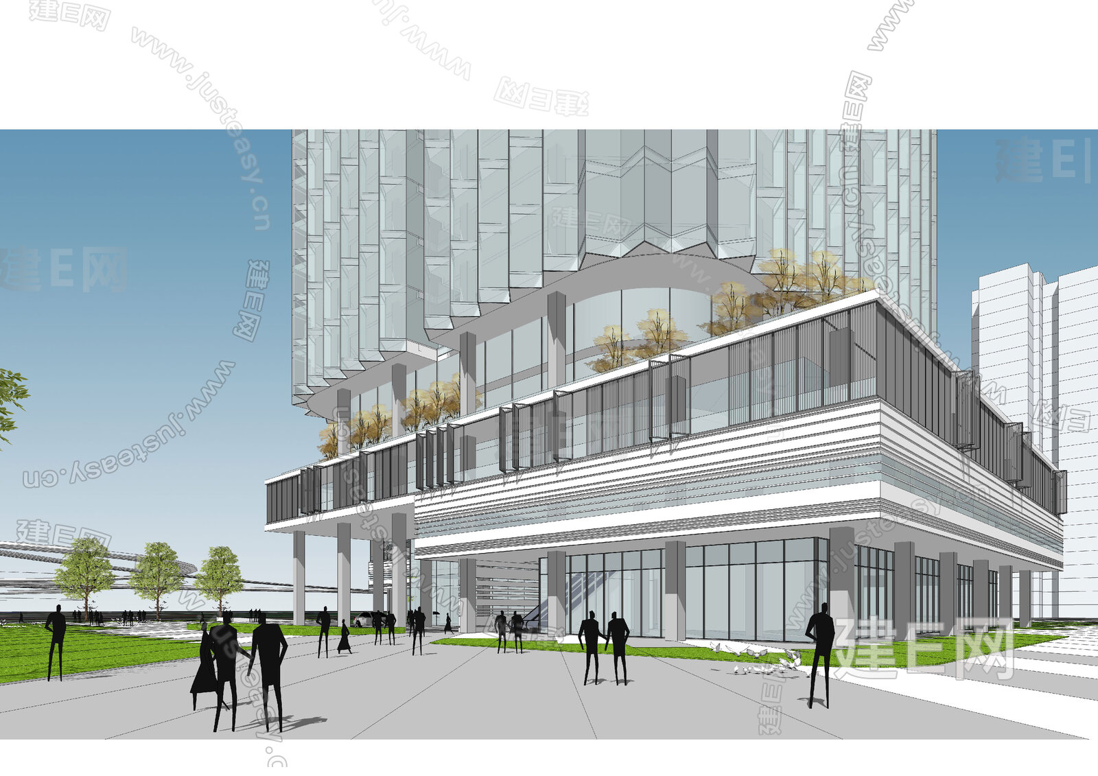 现代商业综合体模型SU模型下载[ID:106120816]_建e网su模型