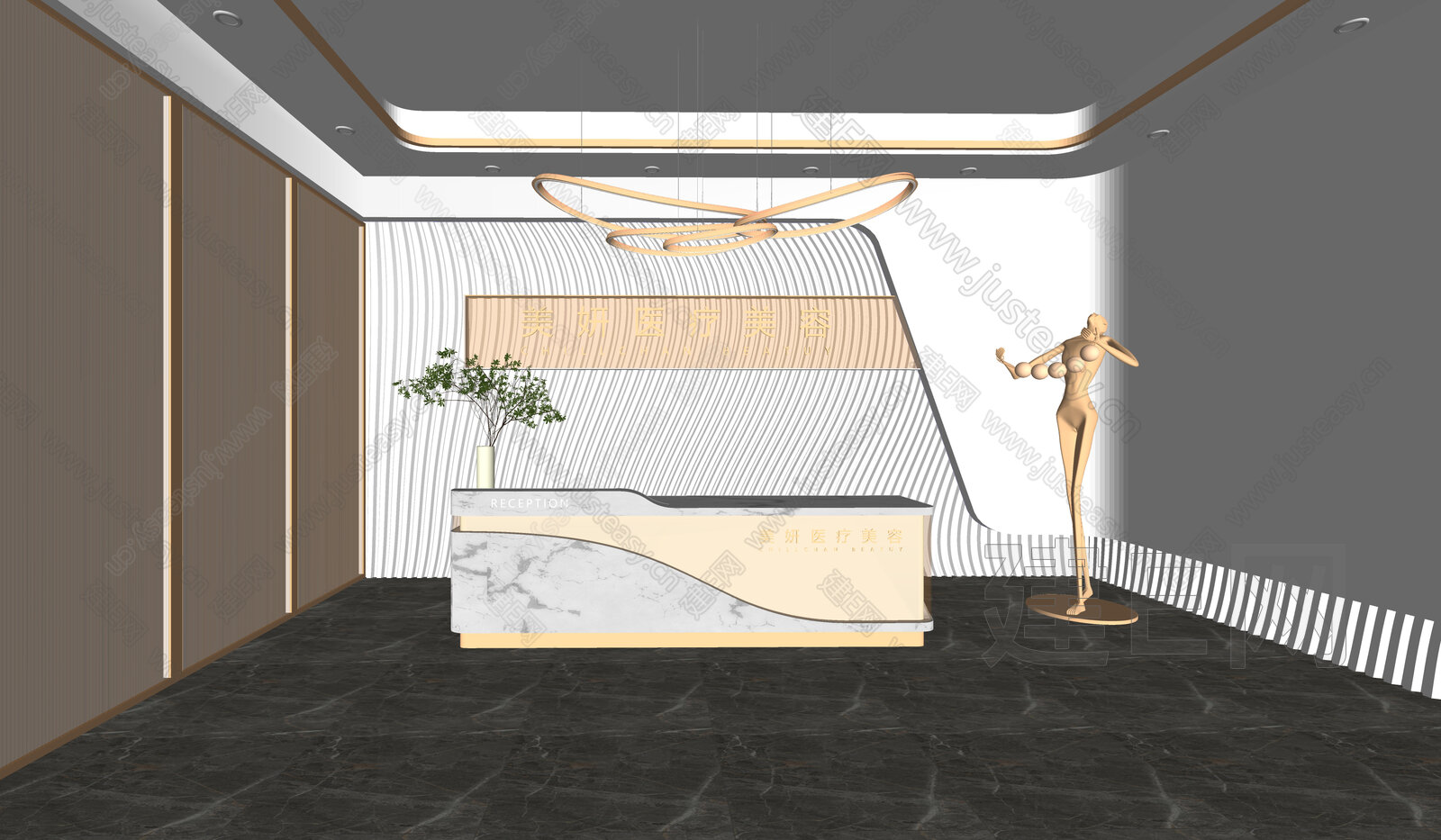 现代公司前台SU模型下载[ID:106055326]，现代公司前台，SU模型下载