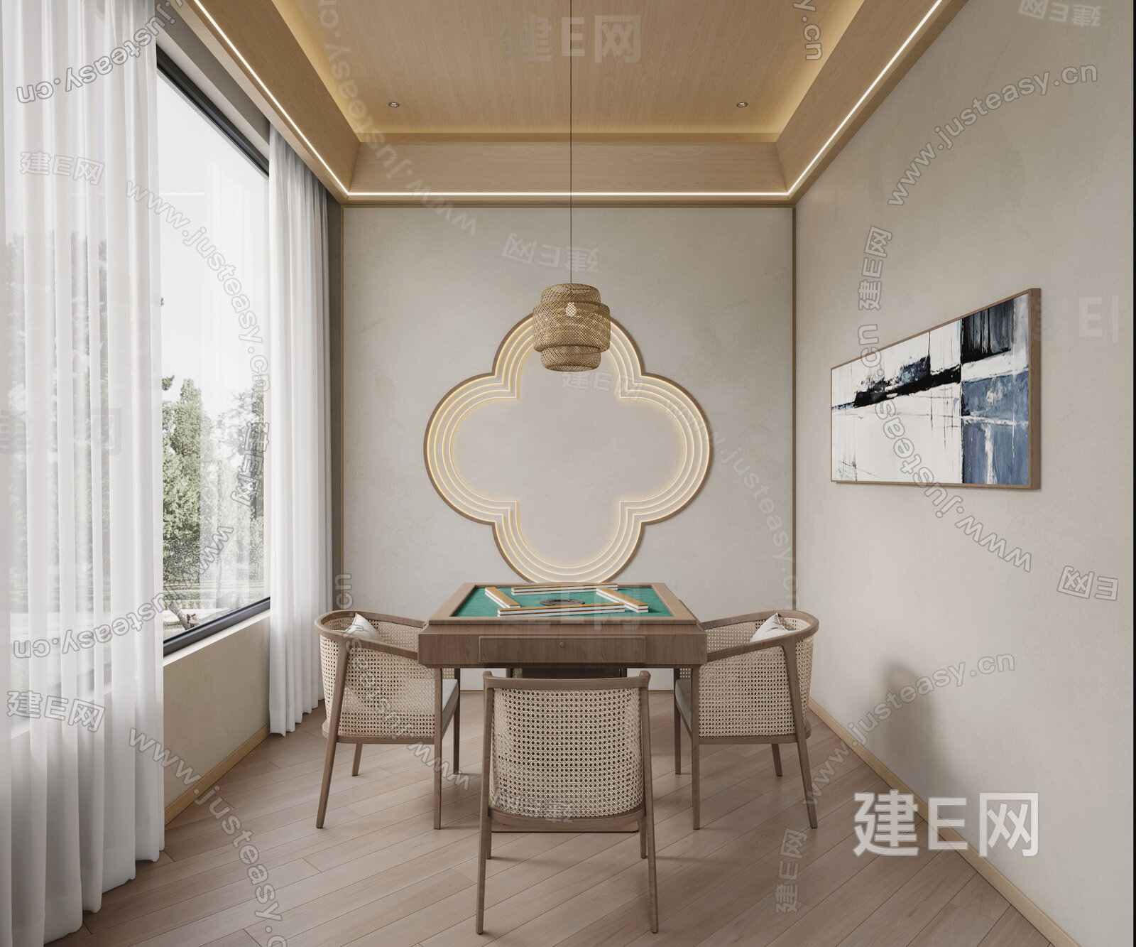 新中式棋牌室3d模型下载