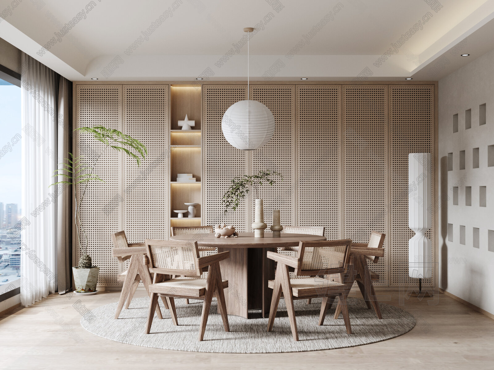 侘寂风餐厅模型SU模型下载[ID:106645003]_建e网su模型
