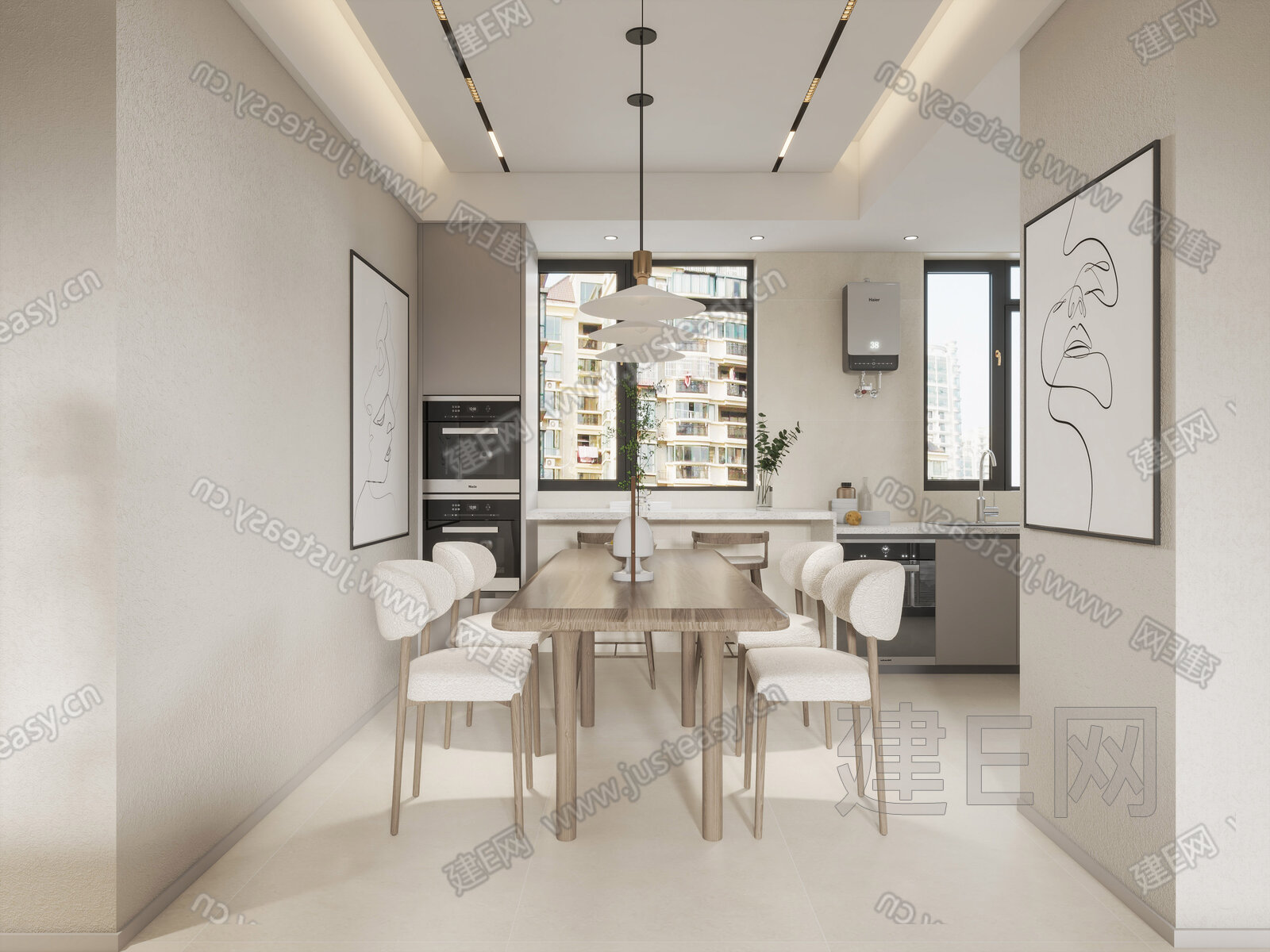 侘寂风餐厅模型SU模型下载[ID:101926641]_建e网su模型