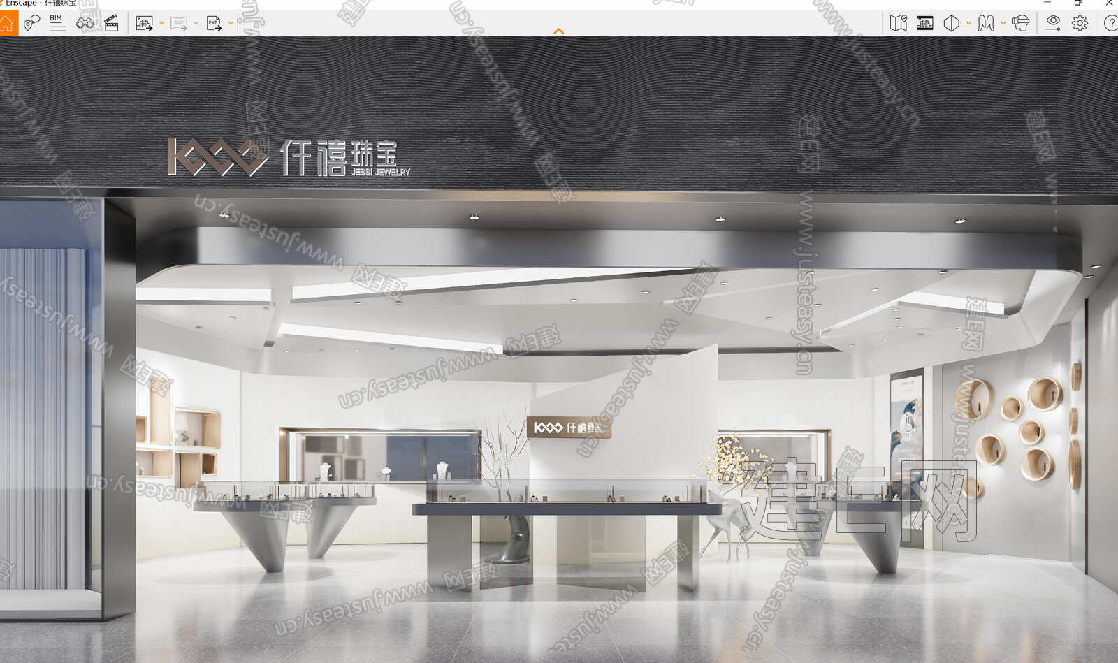 现代珠宝店模型SU模型下载[ID:106579574]_建e网su模型