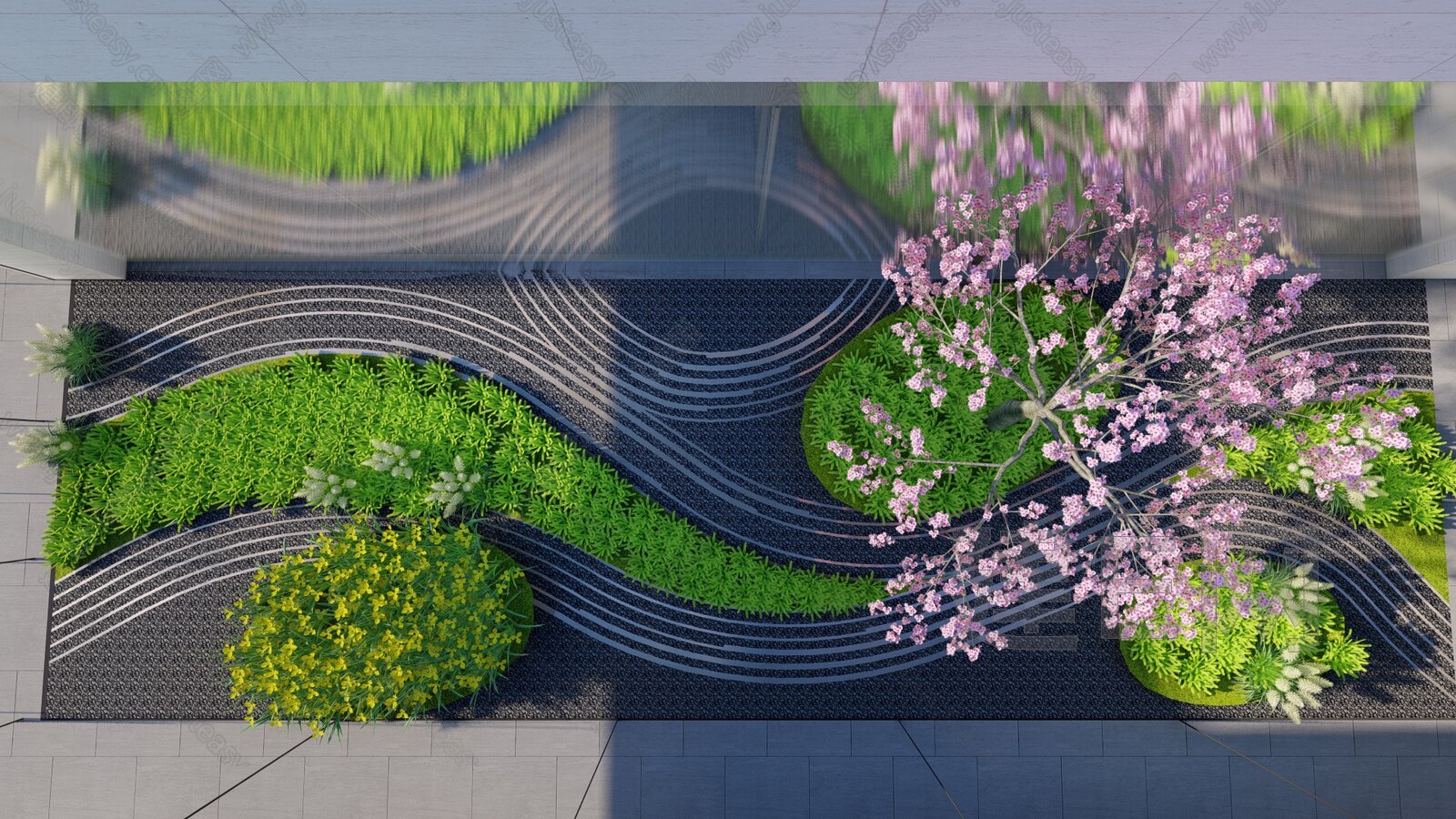 现代枯山水景观su模型