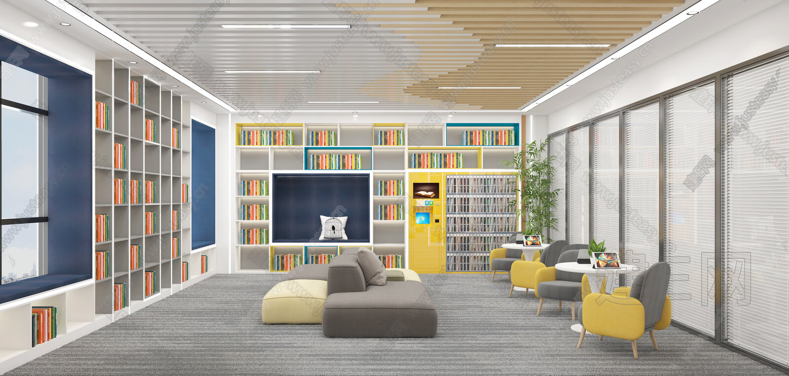 现代图书馆3d模型下载