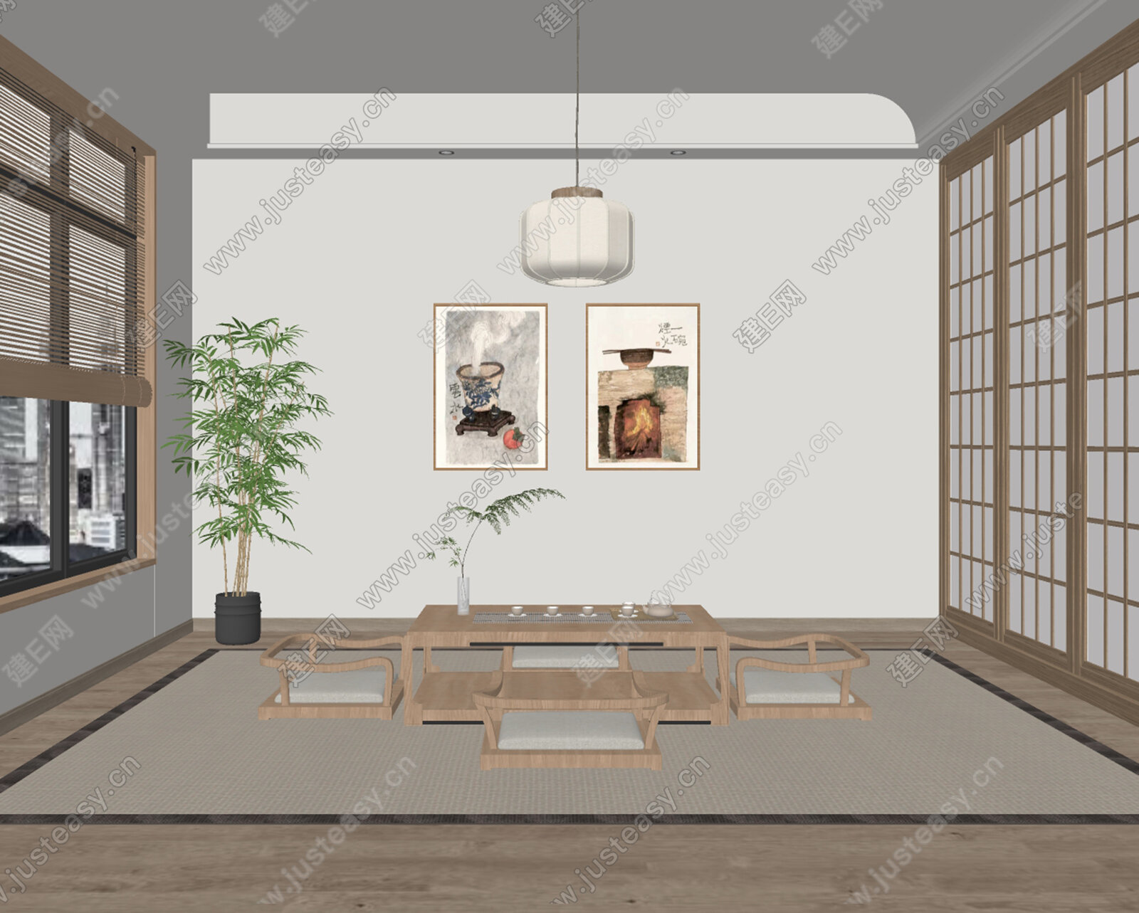 日式茶室模型SU模型下载[ID:107366098]_建e网su模型