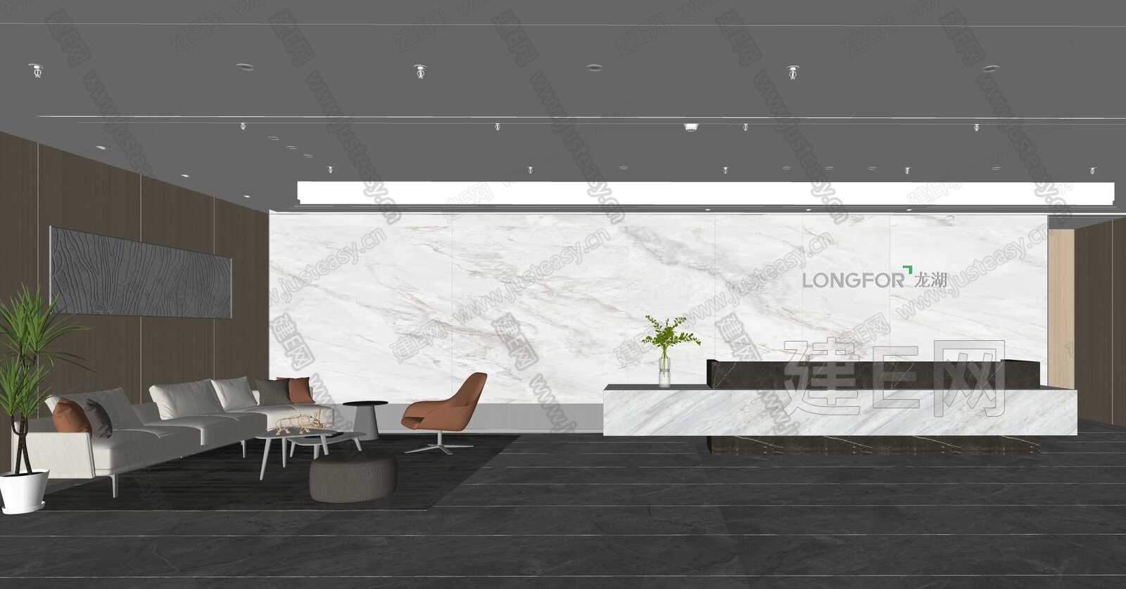 现代公司大堂模型SU模型下载[ID:107365893]_建e网su模型