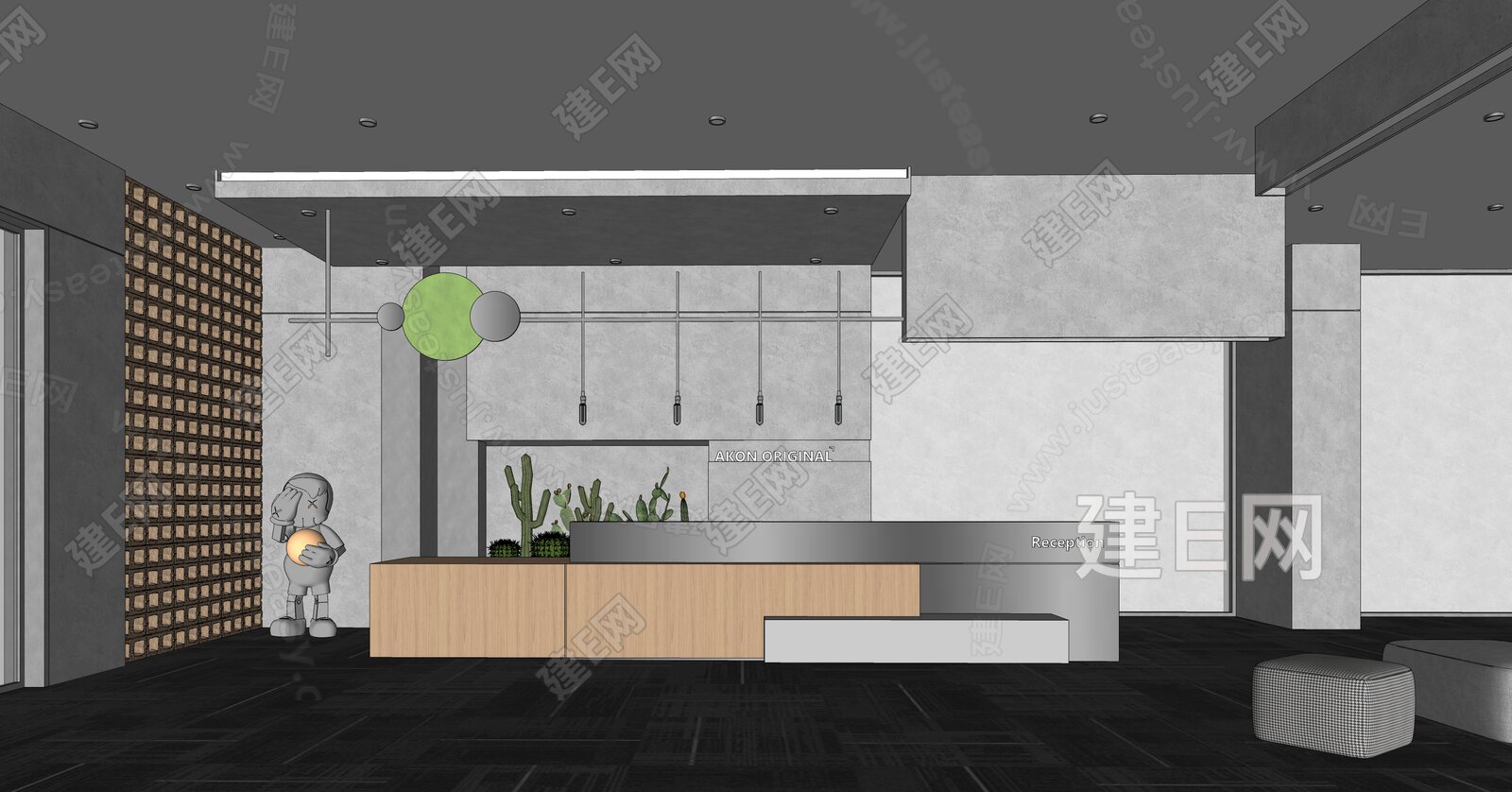 现代公司前台模型SU模型下载[ID:107759299]_建e网su模型