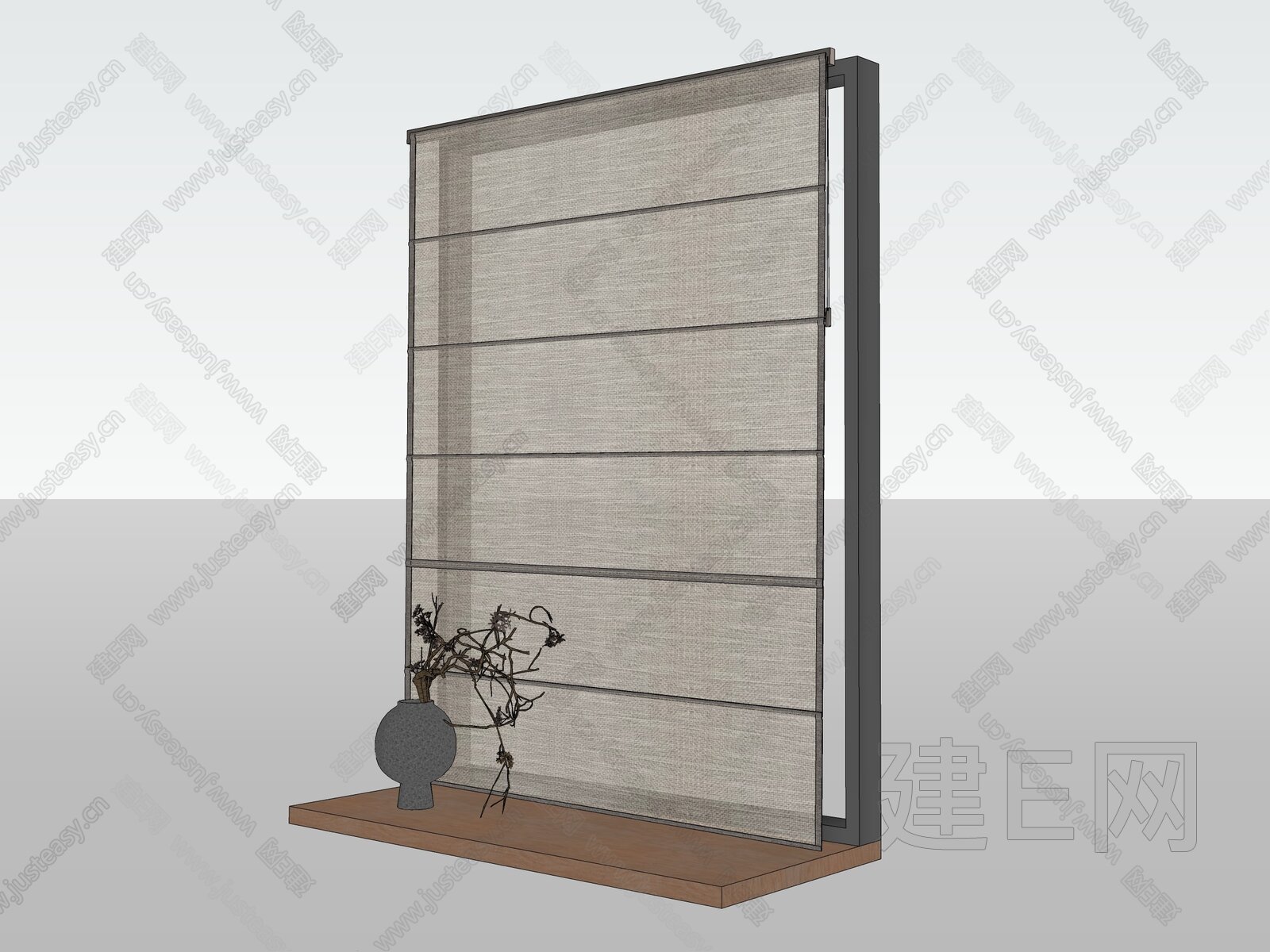 新中式罗马帘卷帘模型SU模型下载[ID:107890415]_建e网su模型