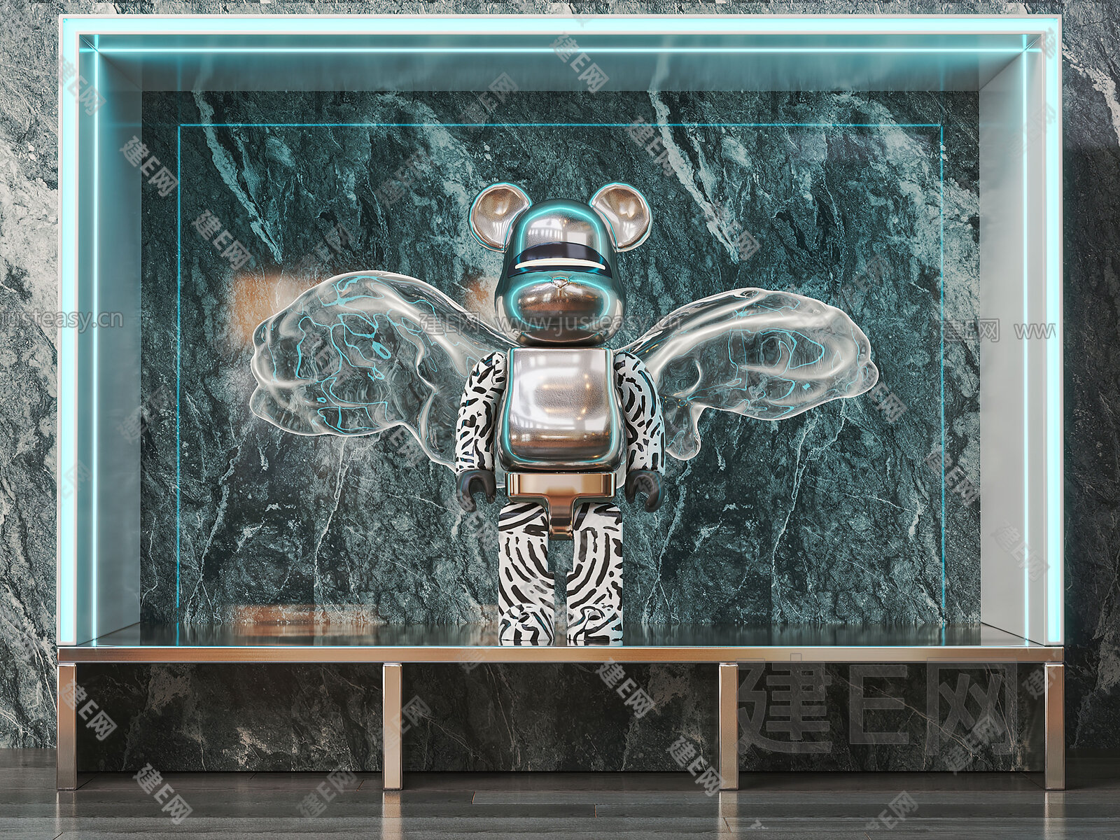 kaws 现代暴力熊雕塑SU模型下载[ID:107496991]_建E网SU模型库