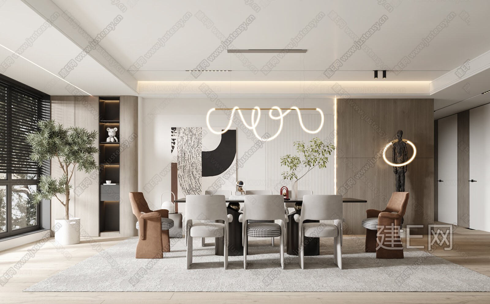现代餐厅模型SU模型下载[ID:110774704]_建E室内设计网