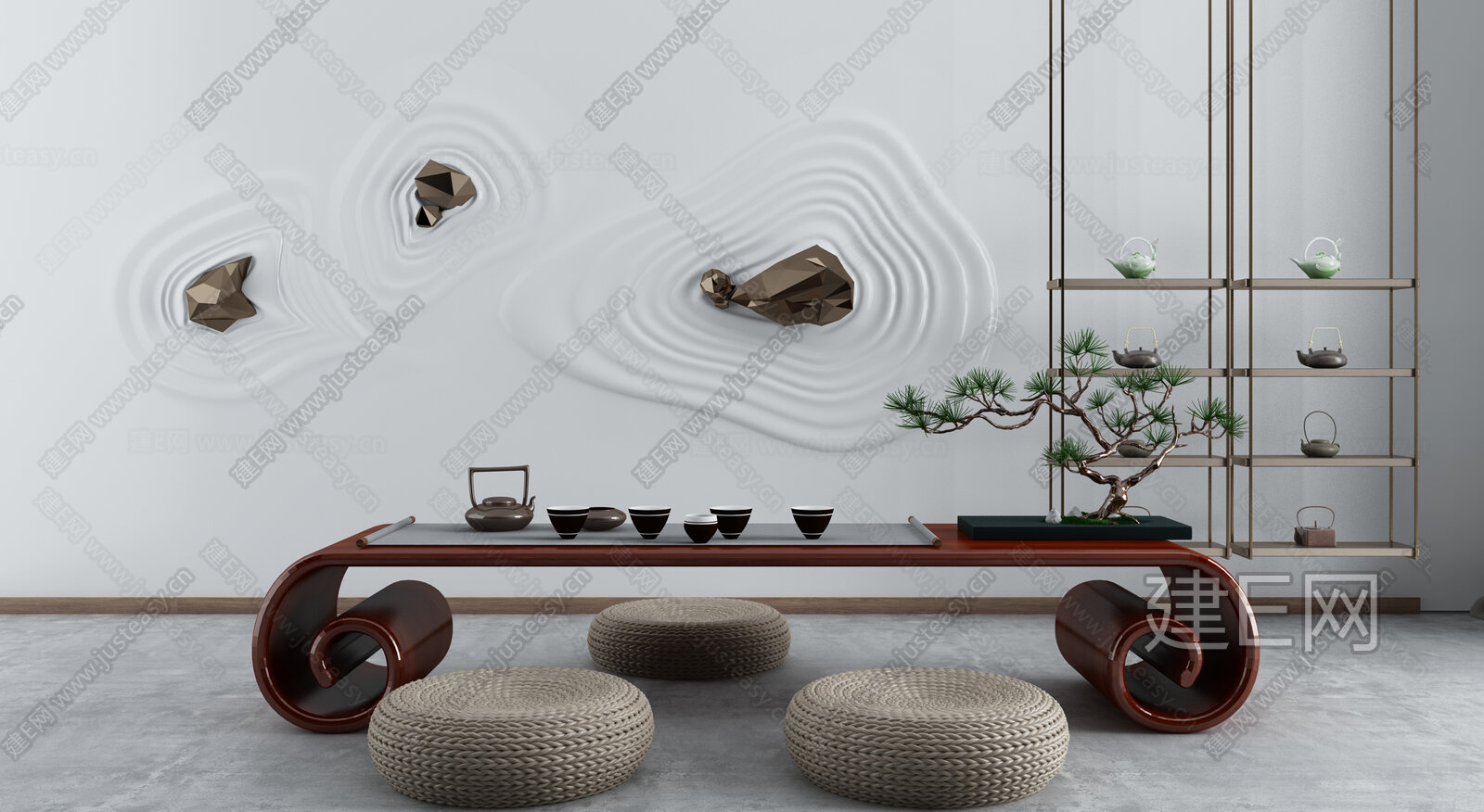 【新中式禅意茶室3d模型】建e网_新中式禅意茶室3d模型下载[ID:110973238]_打造3d新中式禅意茶室模型免费下载平台