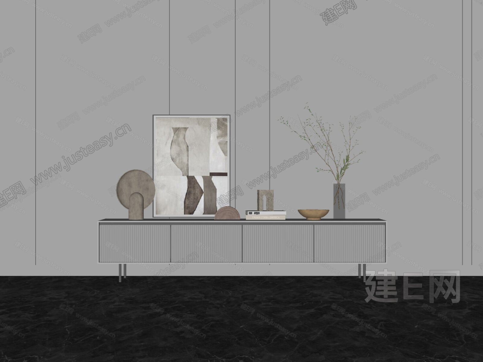 现代电视柜模型SU模型下载[ID:108480210]_建e网su模型