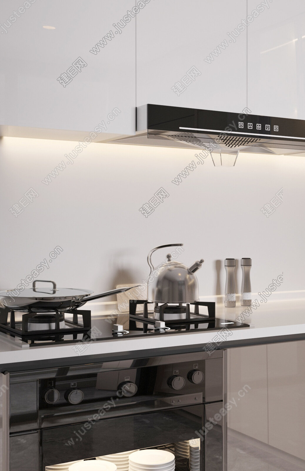 现代厨房3d模型下载