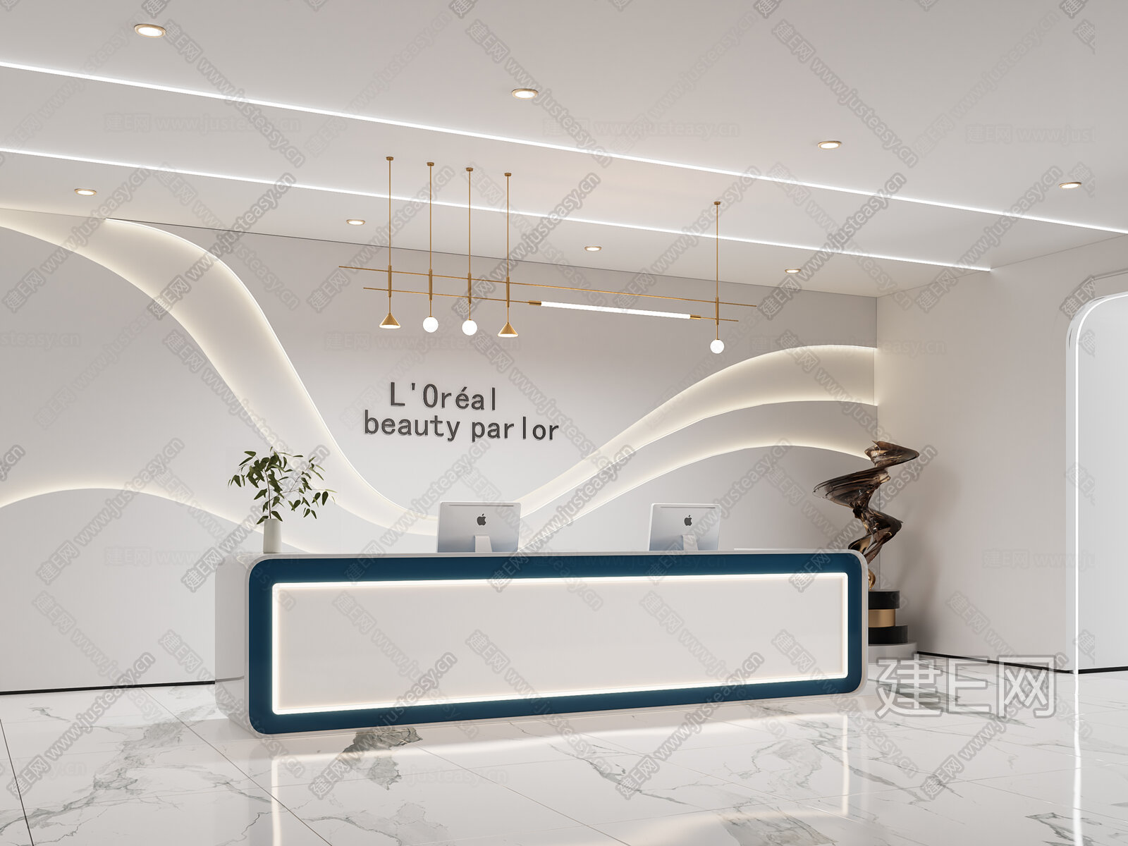 现代公司前台SU模型下载[ID:113002949]_建E网SU模型库