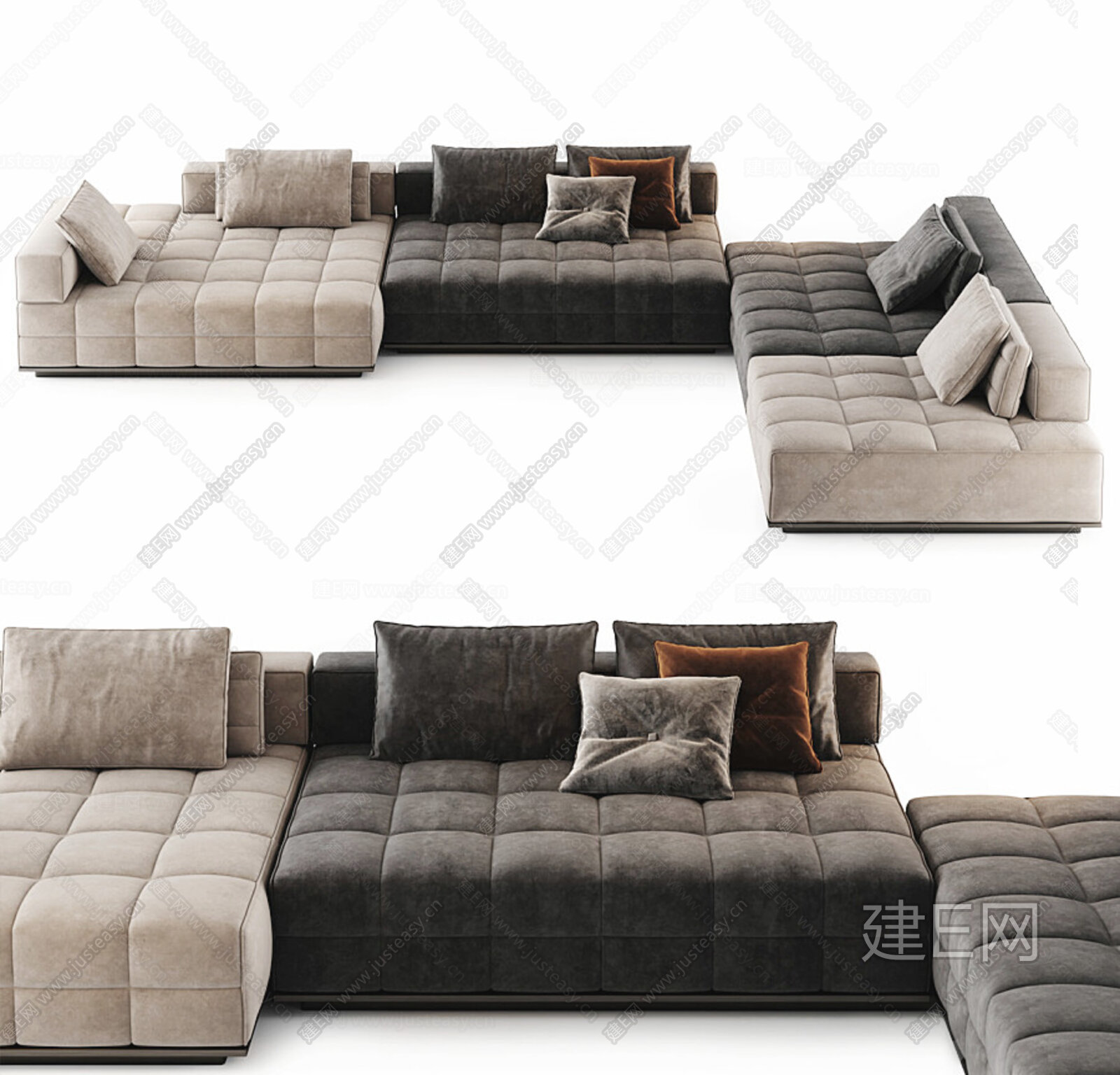 现代沙发3d模型下载id:111431945品牌:minotti 米洛提灯光:材质