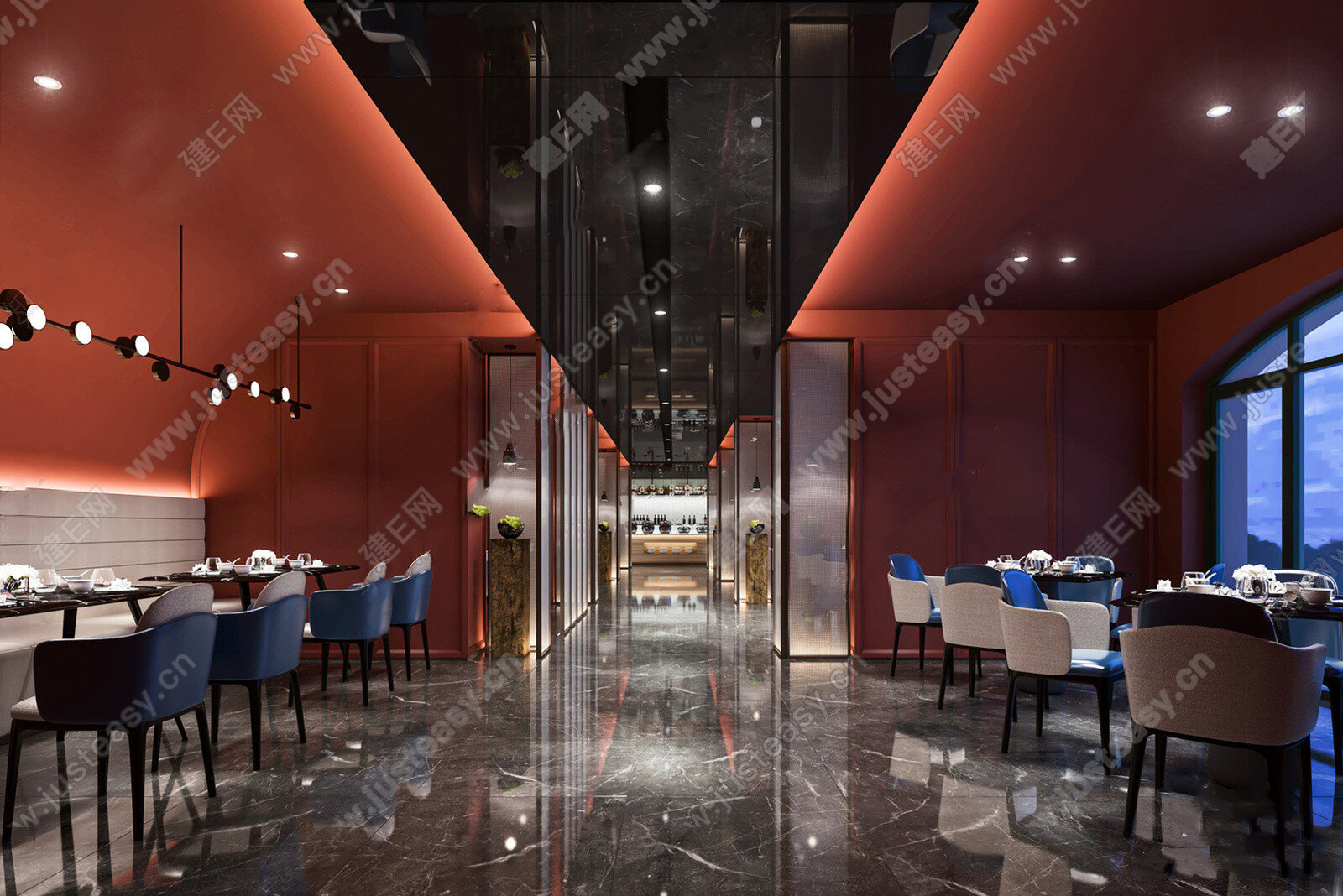 现代餐厅模型SU模型下载[ID:108873397]_建e网su模型