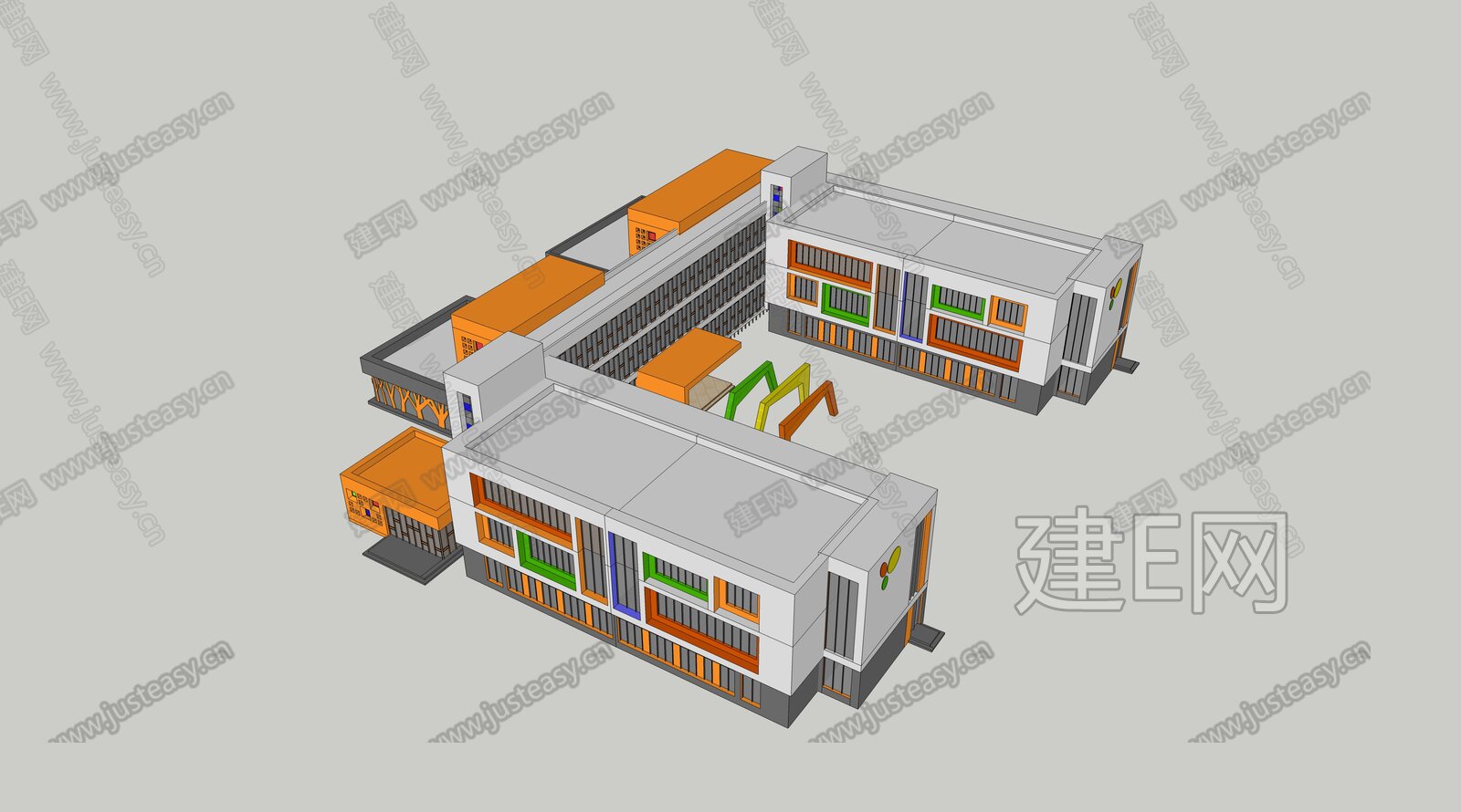 现代学校建筑模型SU模型下载[ID:108939003]_建E室内设计网