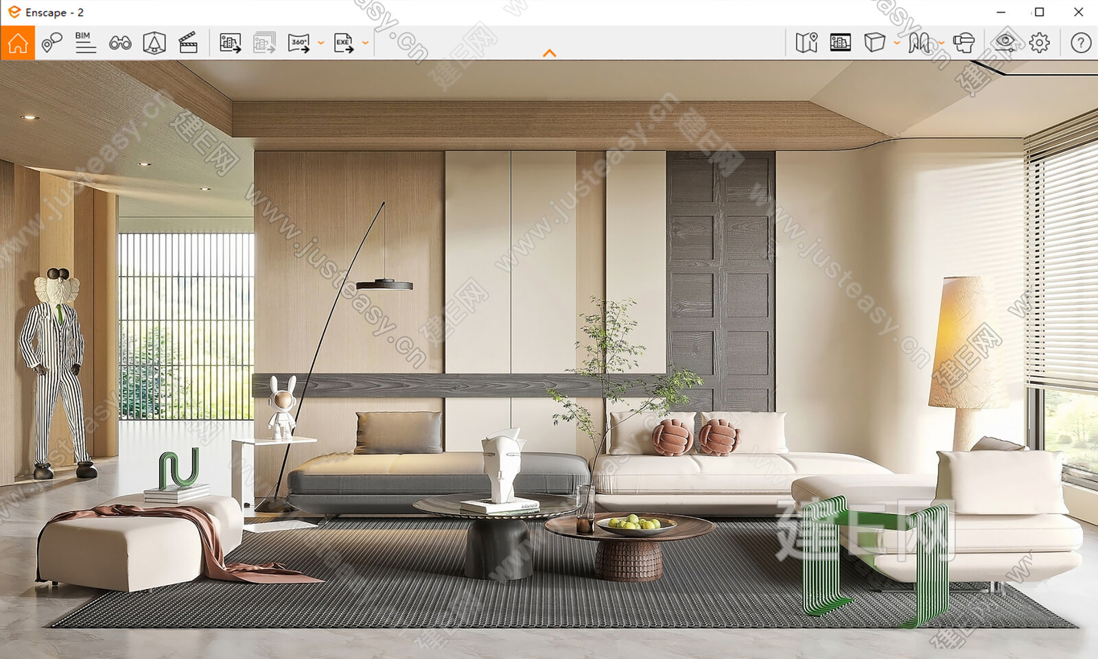 现代客厅模型SU模型下载[ID:108938838]_建e网su模型