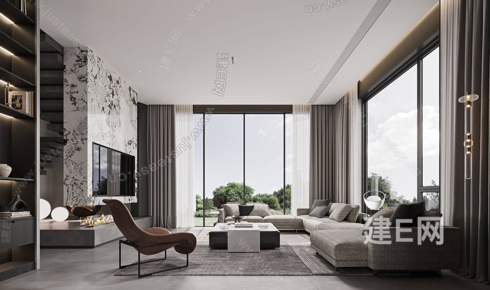 【现代客厅3d模型】建E网_现代客厅3d模型下载[ID:111169888]_打造3d现代客厅模型免费下载平台