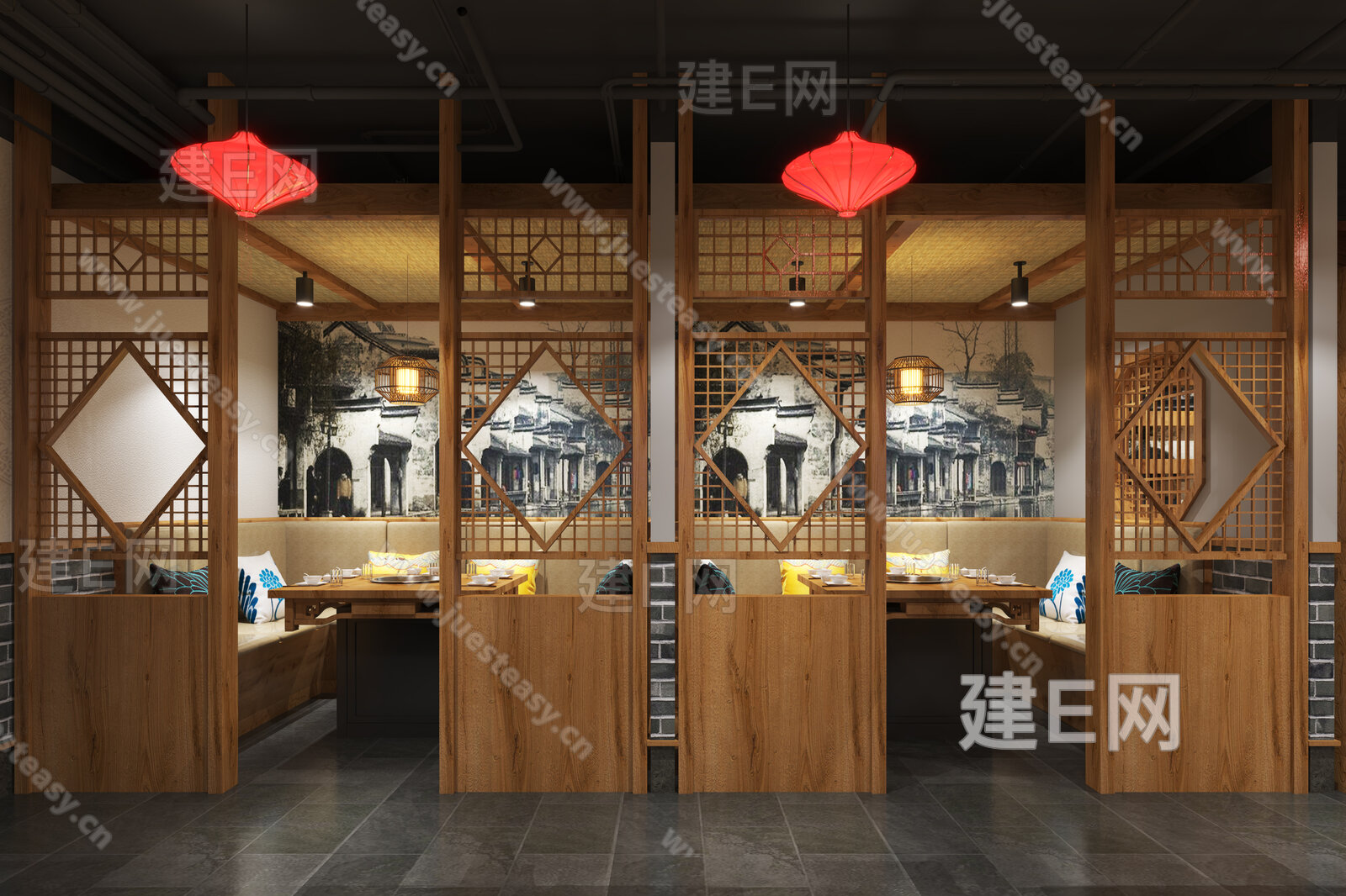 新中式火锅店3d模型下载[ID:111301073]_建e网3d模型