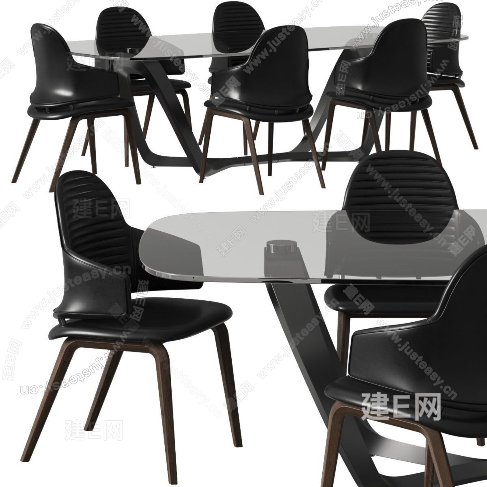 Reflex 现代餐桌椅 模型SU模型下载[ID:109529674]_建e网su模型