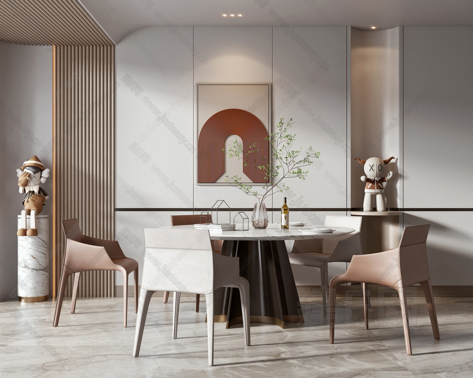 现代餐厅模型SU模型下载[ID:101140155]_建E室内设计网