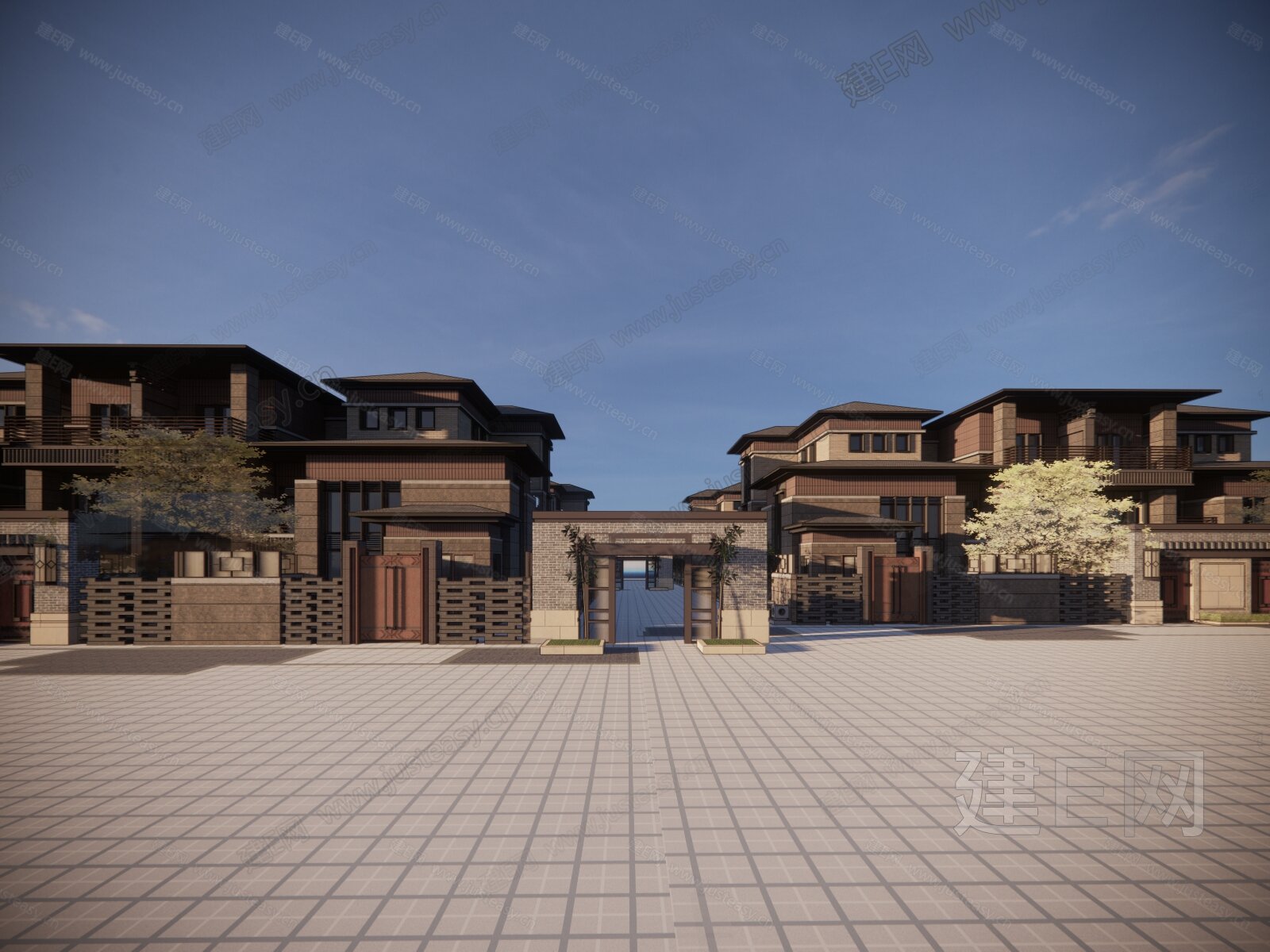 新中式别墅模型SU模型下载[ID:101074454]_建e网su模型