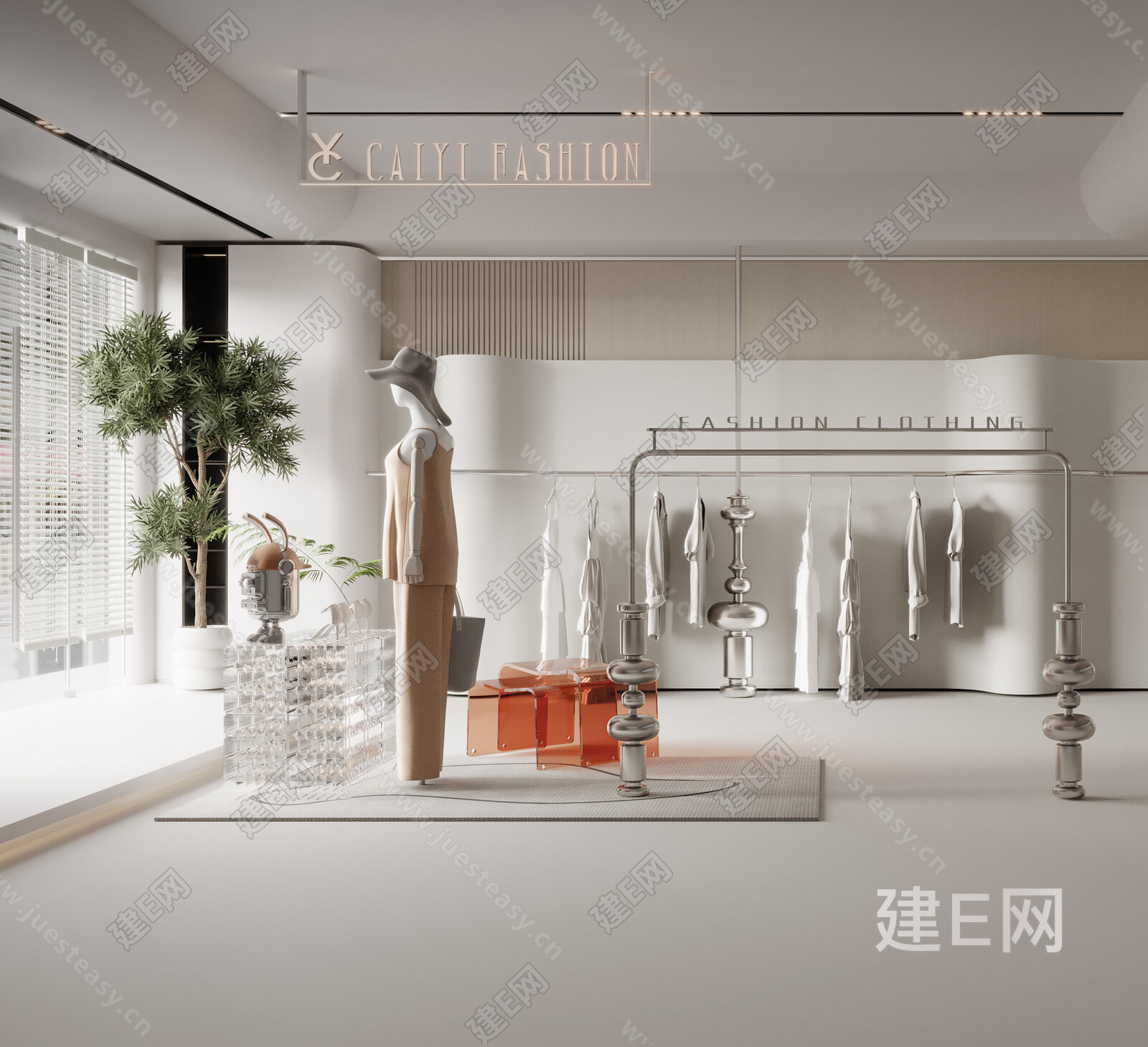 侘寂风女装服装店3d模型下载