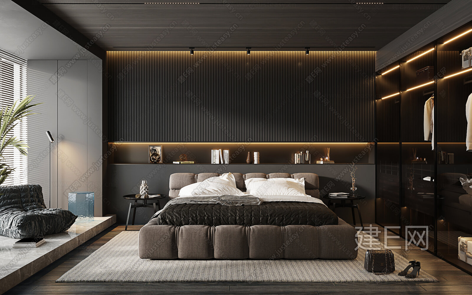 【现代高级灰卧室3d模型】建e网_现代高级灰卧室3d模型下载[ID:112677261]_打造3d现代高级灰卧室模型免费下载平台