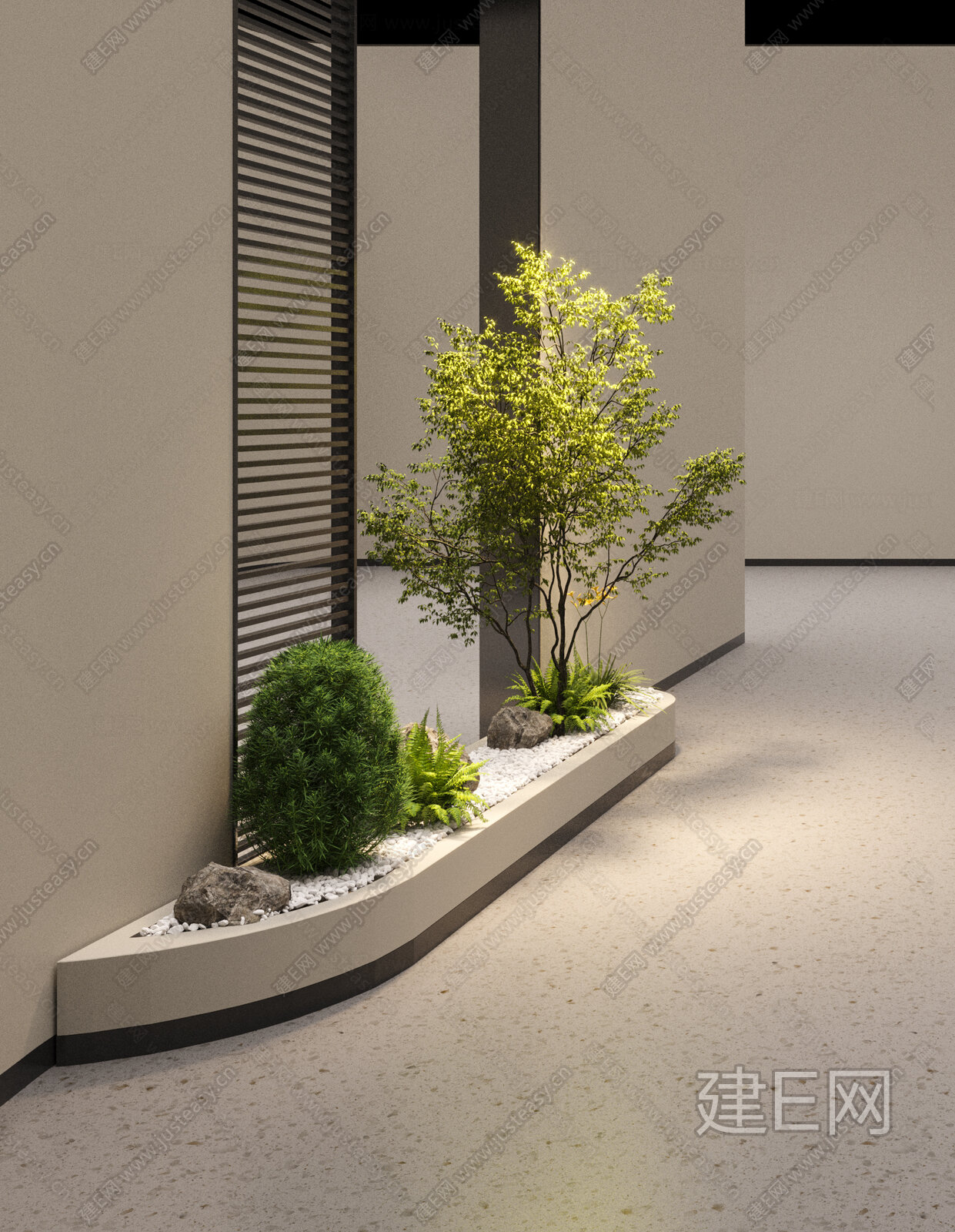 现代室内景观模型SU模型下载[ID:111692074]_建E室内设计网