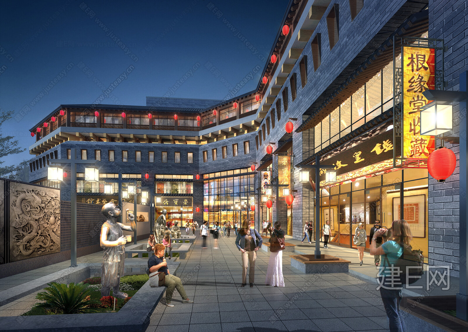 中式商业街3d模型