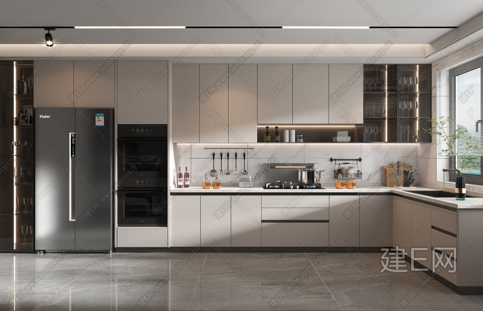 现代厨房模型SU模型下载[ID:111889086]_建E室内设计网