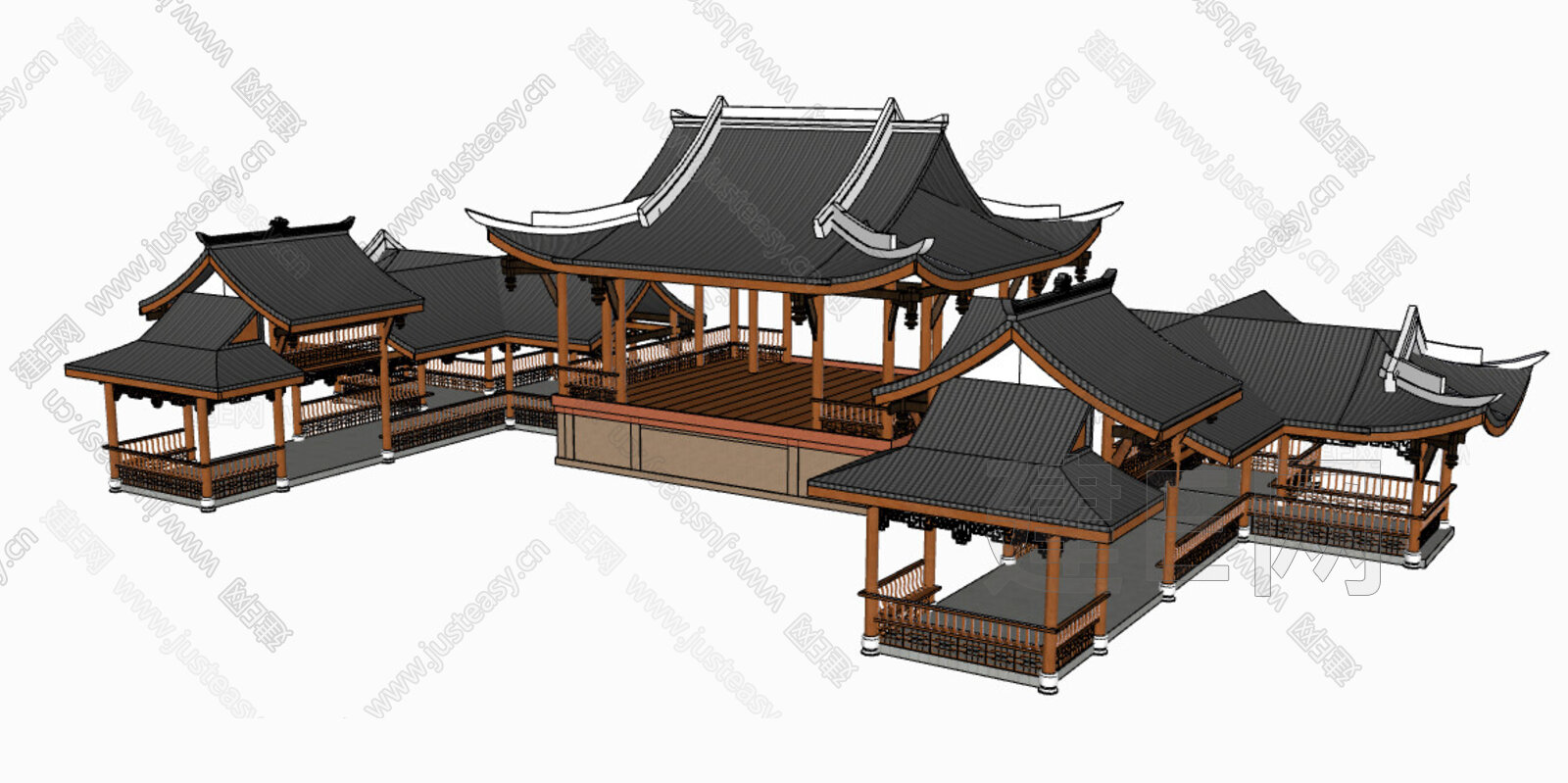 中式古建模型SU模型下载[ID:101205686]_建e网su模型