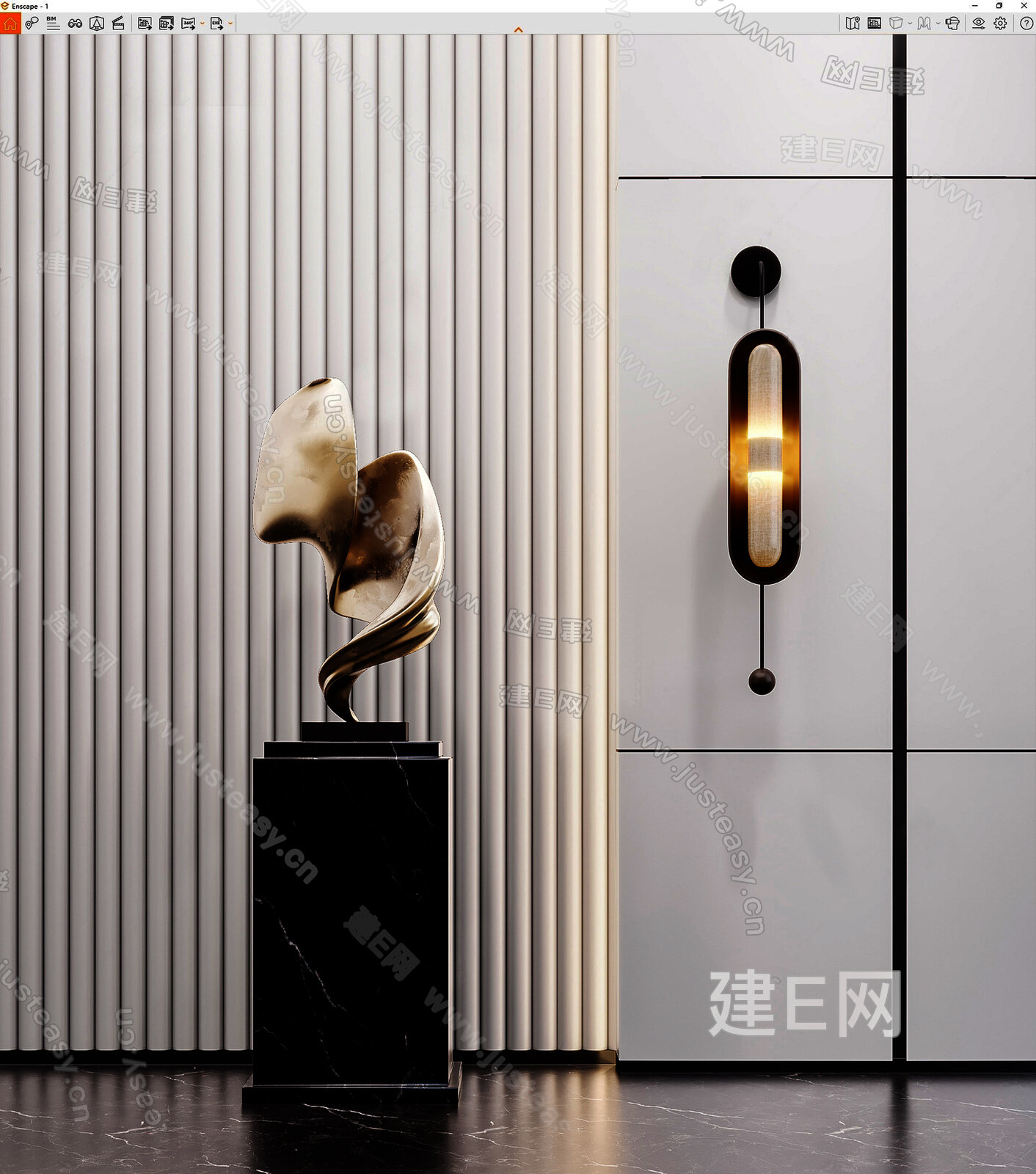 现代雕塑模型SU模型下载[ID:101402213]_建E室内设计网