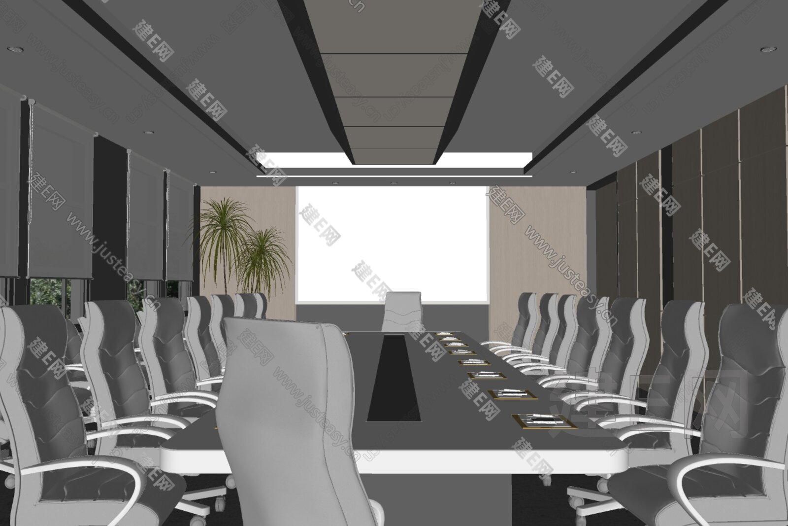现代会议室模型SU模型下载[ID:102123257]_建e网su模型