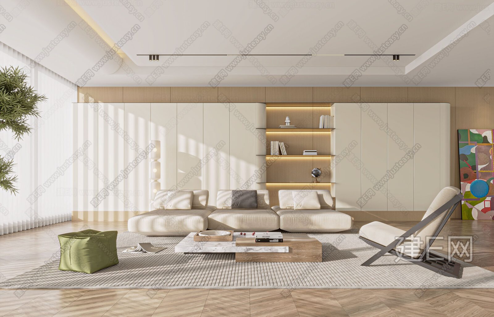 【现代奶油风客厅3d模型】建E网_现代奶油风客厅3d模型下载[ID:112742862]_打造3d现代奶油风客厅模型免费下载平台